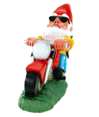 Kremers Schatzkiste Gartenfigur Gartenzwerg Biker auf Motorrad 33 cm Gartenfigur