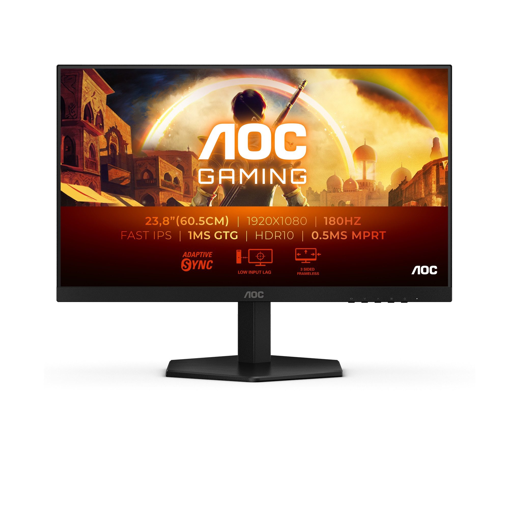 AOC 24G42E Gaming-Monitor (60,5 cm/24 ", 1920 x 1080 px, Full HD, 0,5 ms Reaktionszeit, 180 Hz, Fast-IPS, Neigung)