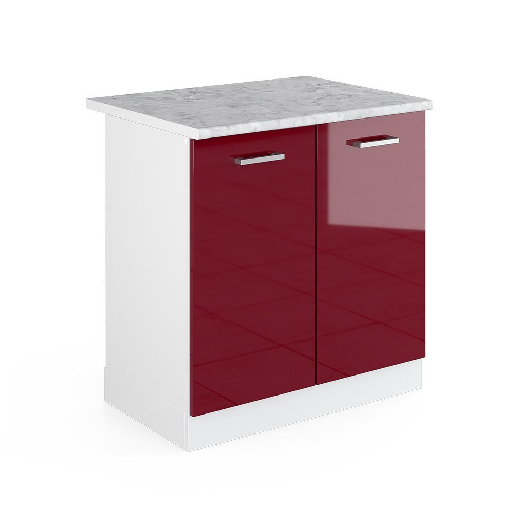 Vicco Spülenunterschrank R-Line, Bordeaux Hochglanz/Weiß, 80 günstig online kaufen