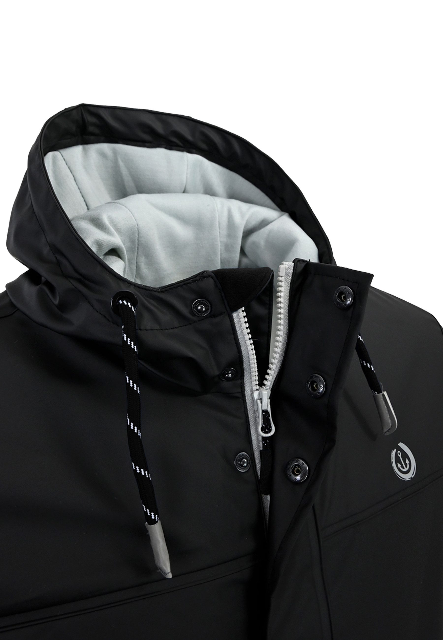 MADSea Regenjacke Regenjacke gefüttert schwarz Regenparka mit kuscheligem Fleece-Innenfutter