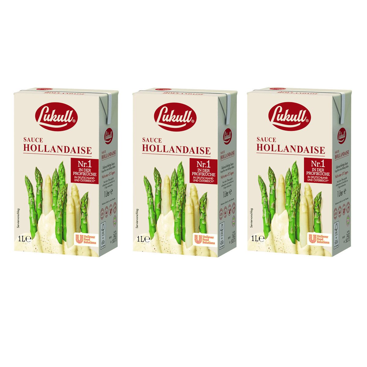 Lukull Saucen, Lukull Sauce Hollandaise mit zart cremiger Konsistenz 1000ml 3er Pack