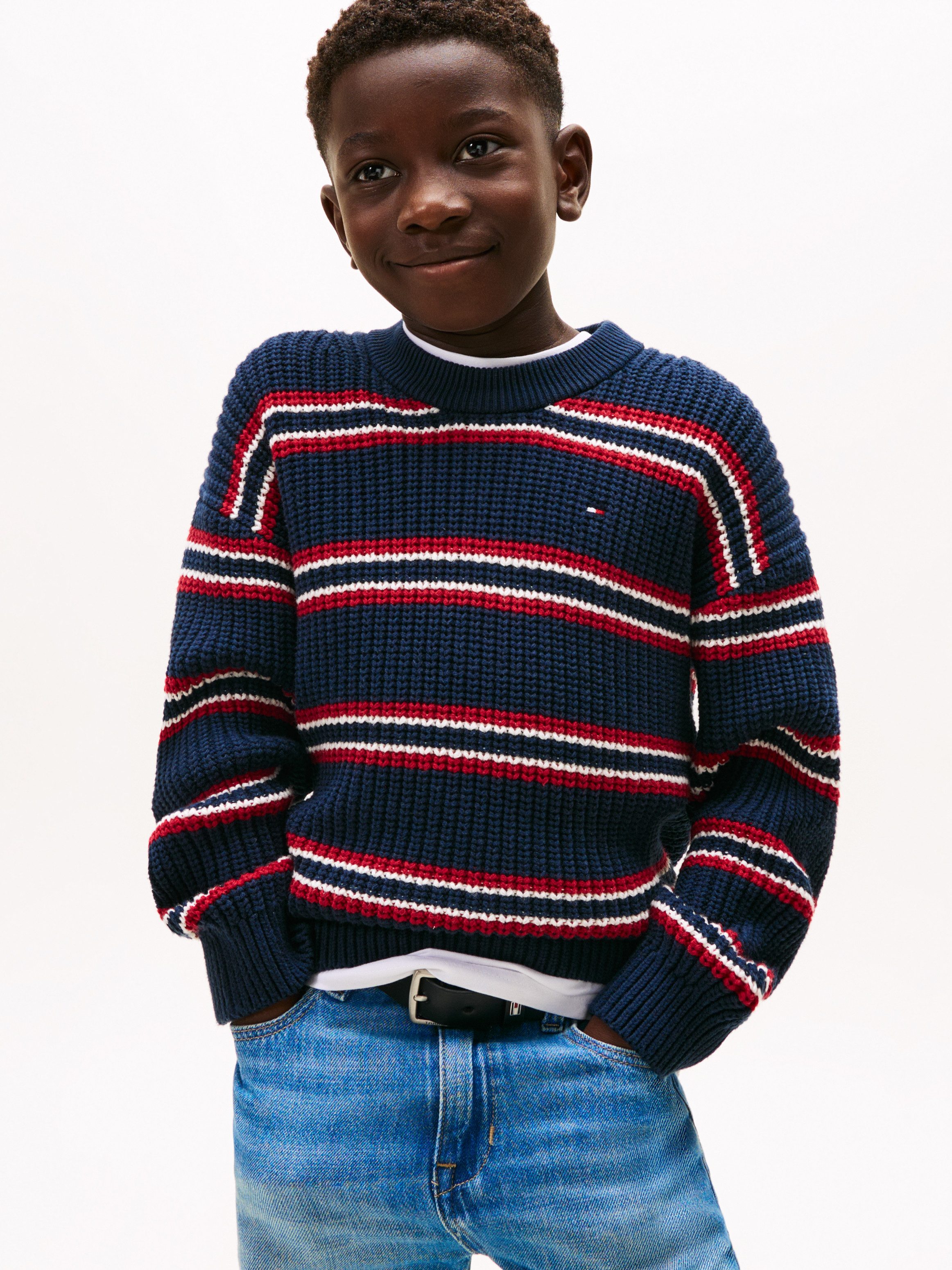 Tommy Hilfiger Strickpullover HALF CARDIGAN C-NECK SWEATER Kinder bis 16 Jahre