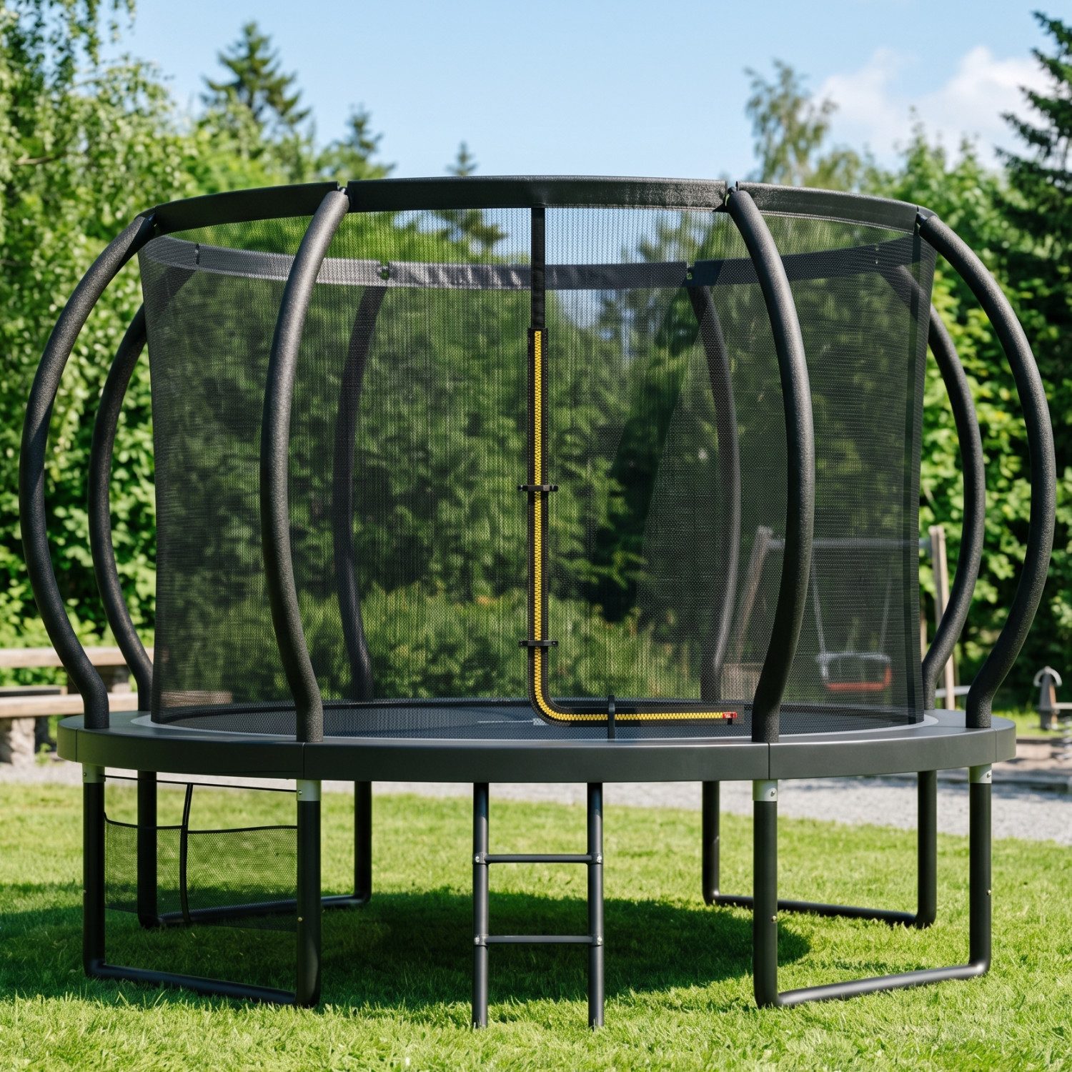 GUNJI Gartentrampolin Gartentrampolin für Kinder 228/305/366/427CM, Tragfähigkeit 150KG, Ø 228 cm, (228 cm, (GS-zertifiziertes Kindertrampolin mit Sicherheitsnetz, Leiter, Schutzmatte, Kürbisdesign)-ostern geschenke)