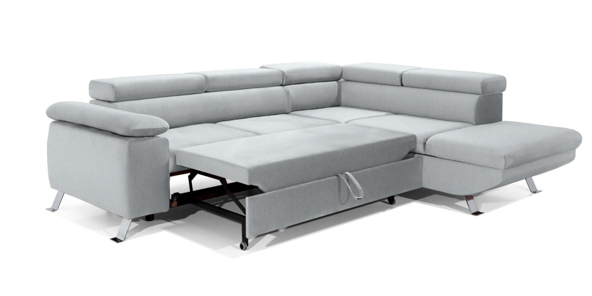 Stylefy Ecksofa Tiara, Modern stellbar, mit Bettfunktion, rechts links und frei im bestellbar, Raum L-Form, Bettkasten oder Metall, Design mane Kopfteilverstellung, Eckcouch