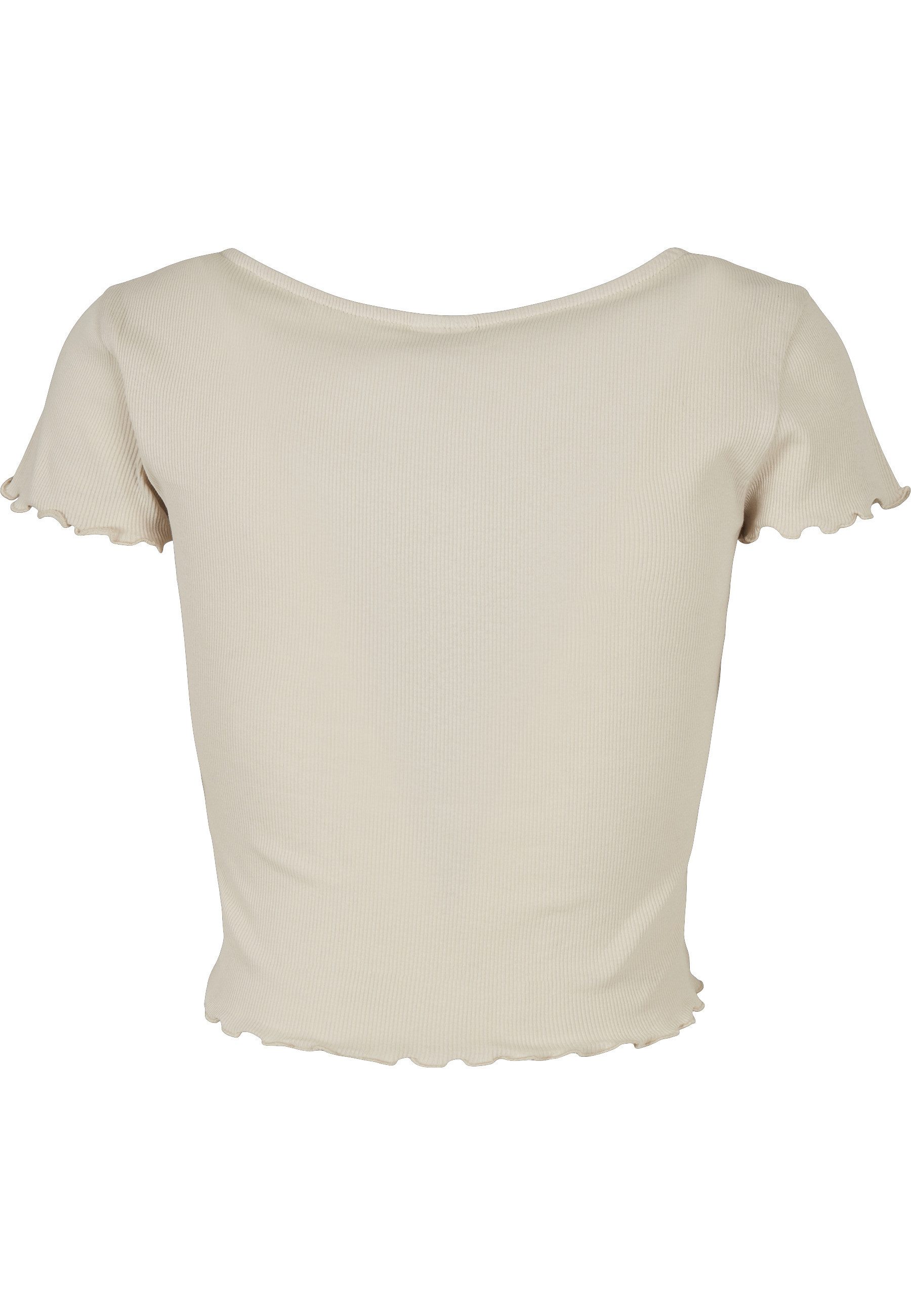URBAN CLASSICS Kurzarmshirt Urban Classics Damen Ladies Cropped Button Up Rib Tee (1-tlg)