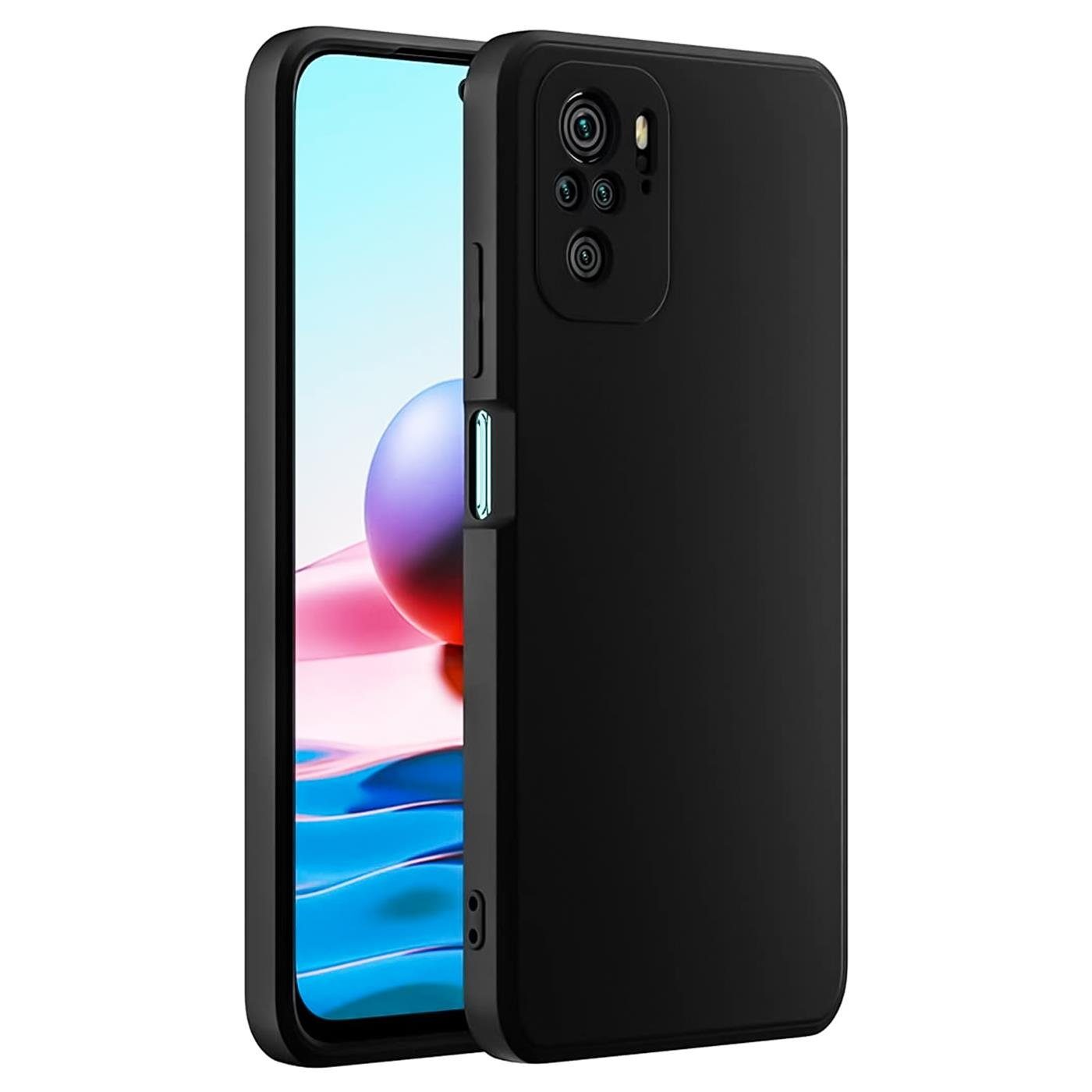 CoolGadget Handyhülle Handy Schutzhülle für Xiaomi Redmi Note 10 / 10S matt schwarz 6,43 Zoll, Silikon TPU Hülle Schutz Tasche Cover schlicht Slim Case