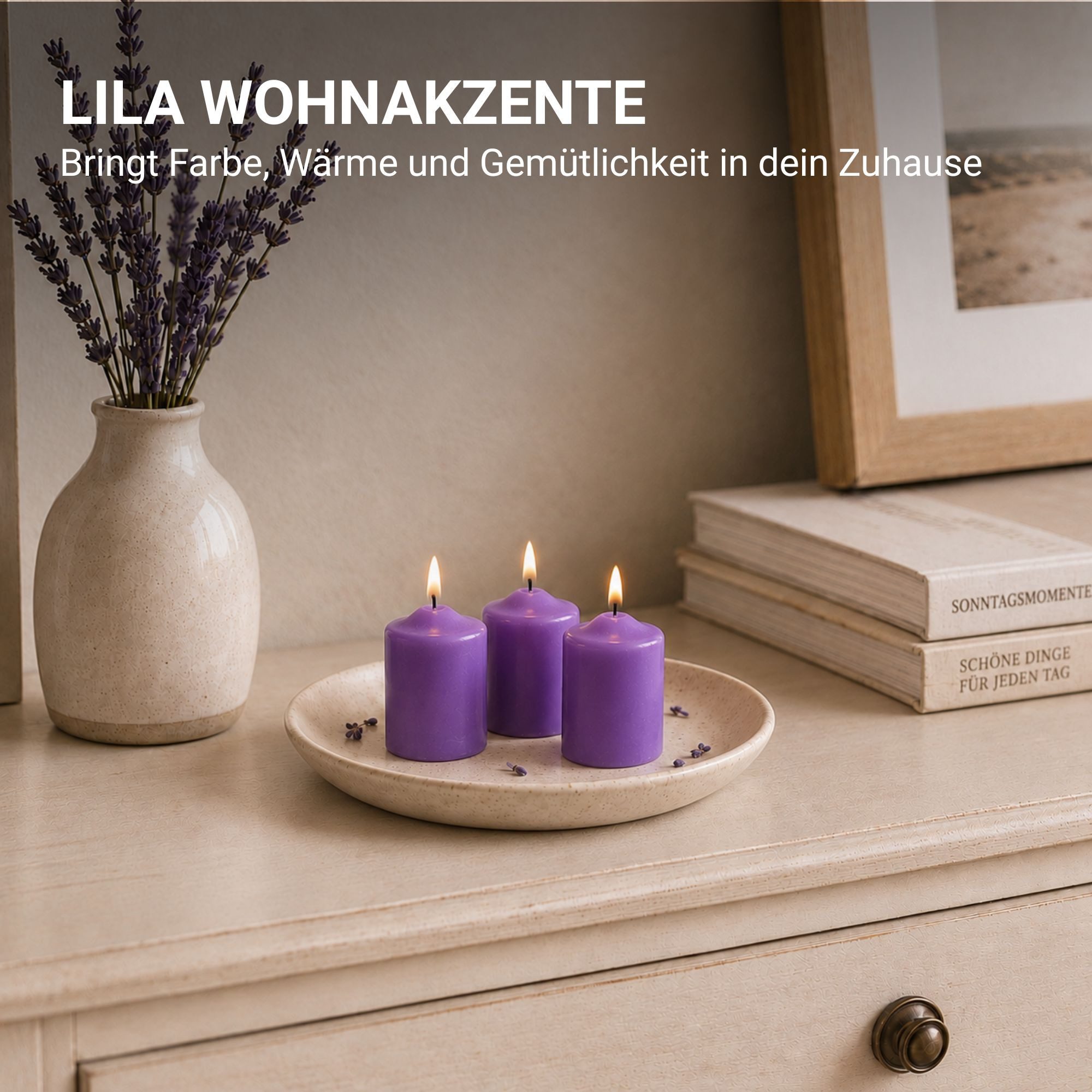HS Candle Stumpenkerze kompakt und unparfümiert (6-tlg., Dekolicht), Ø4xH6 cm Teelichtgröße, bis zu 7h Brenndauer je Kerze, Wachsmischung