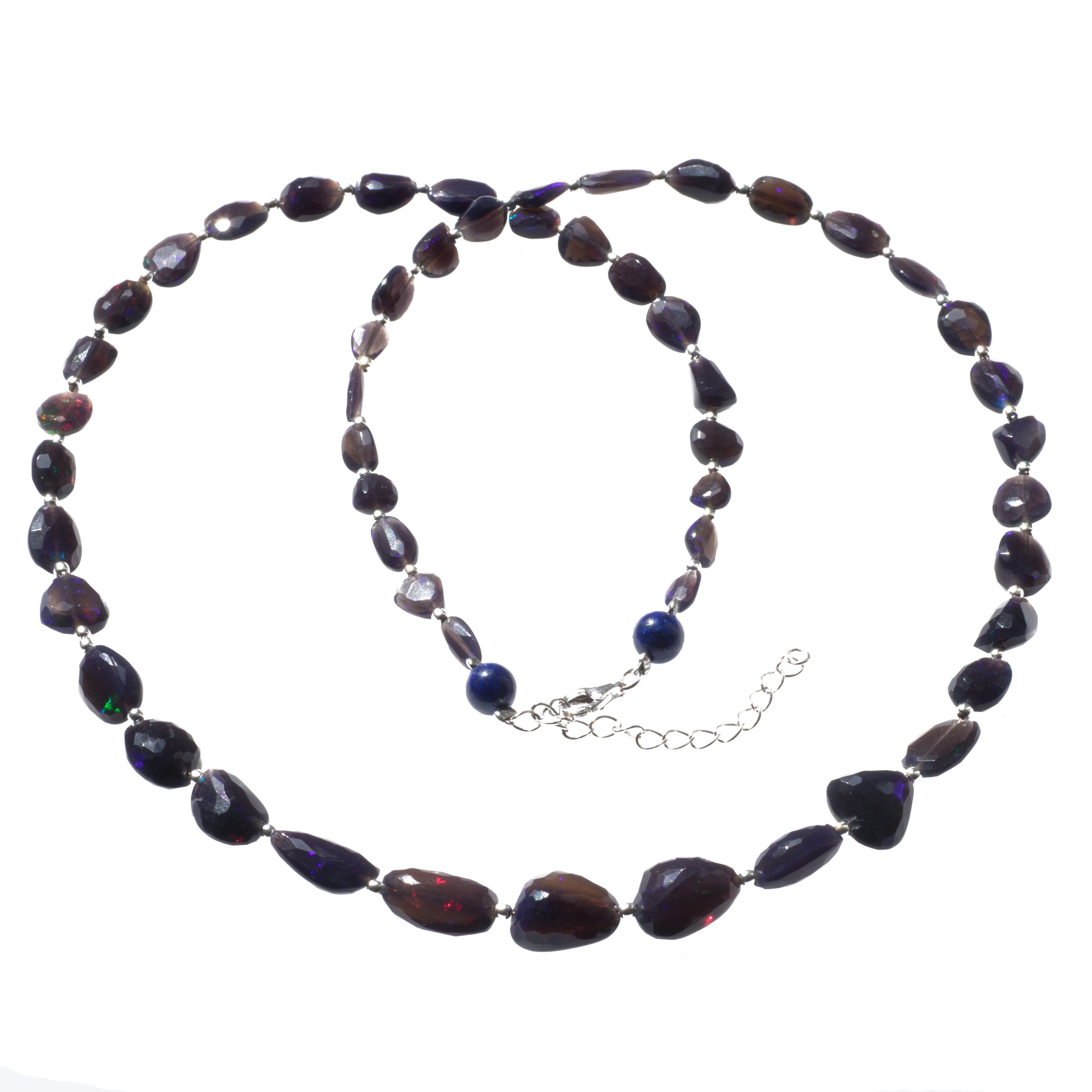 Bella Carina Perlenkette Kette mit echtem Schwarzopal, bläulich schillernd