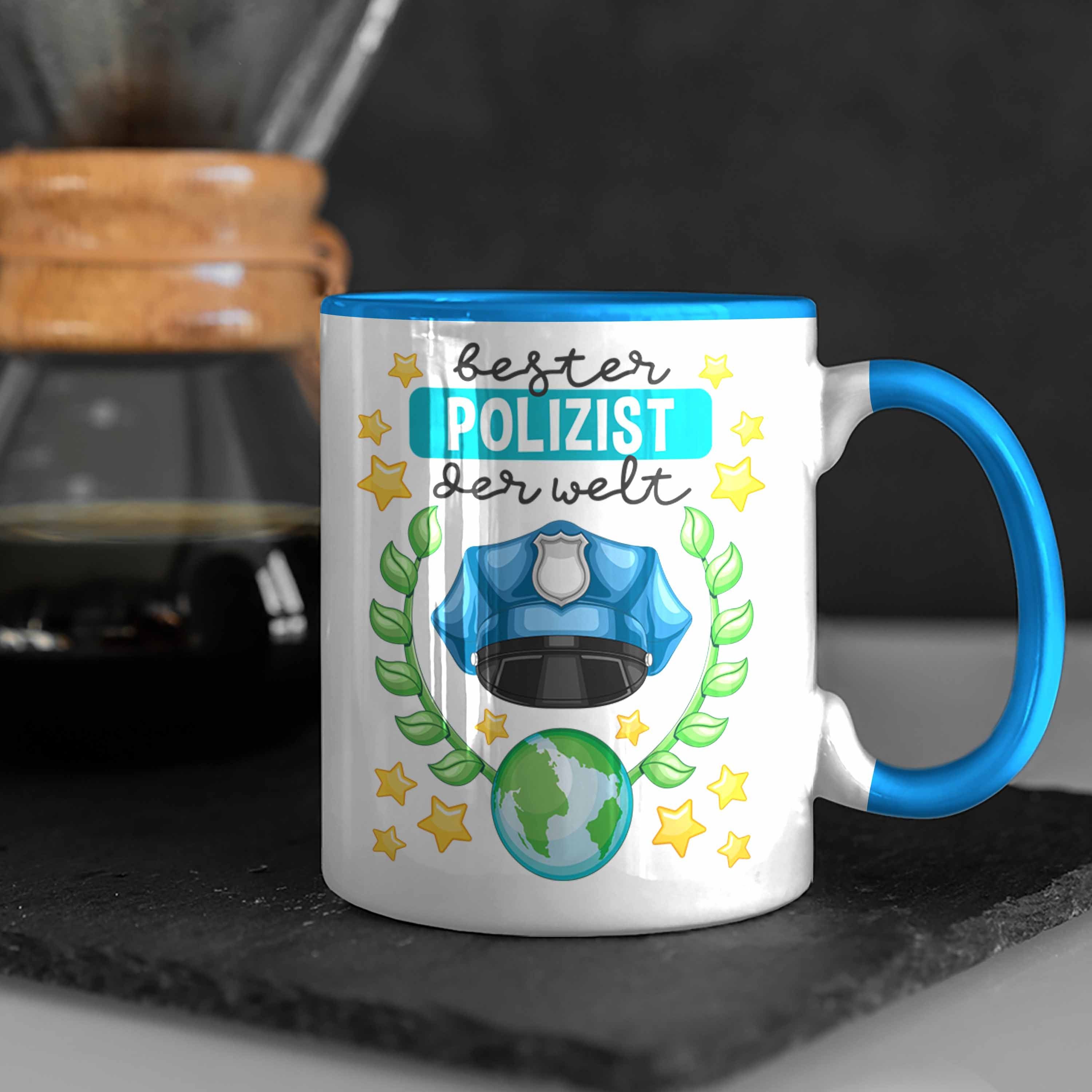 Trendation Tasse Trendation - Bester Männer Geschenke Geschenk Tasse mit Lustig Polizist Blau Polizei Spruch