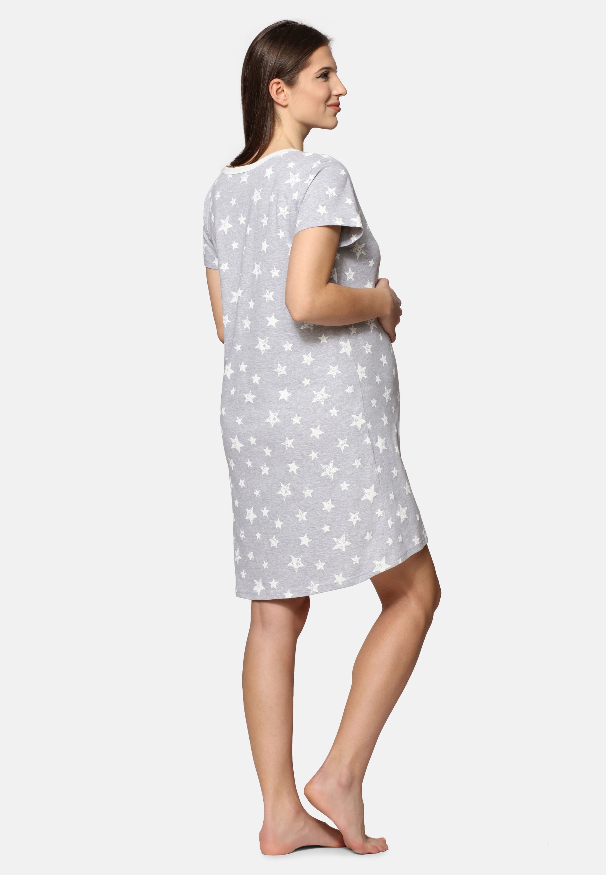 Be Mammy Umstandsnachthemd Damen Umstands Nachthemd Kurz Arm mit Stillfunkt günstig online kaufen