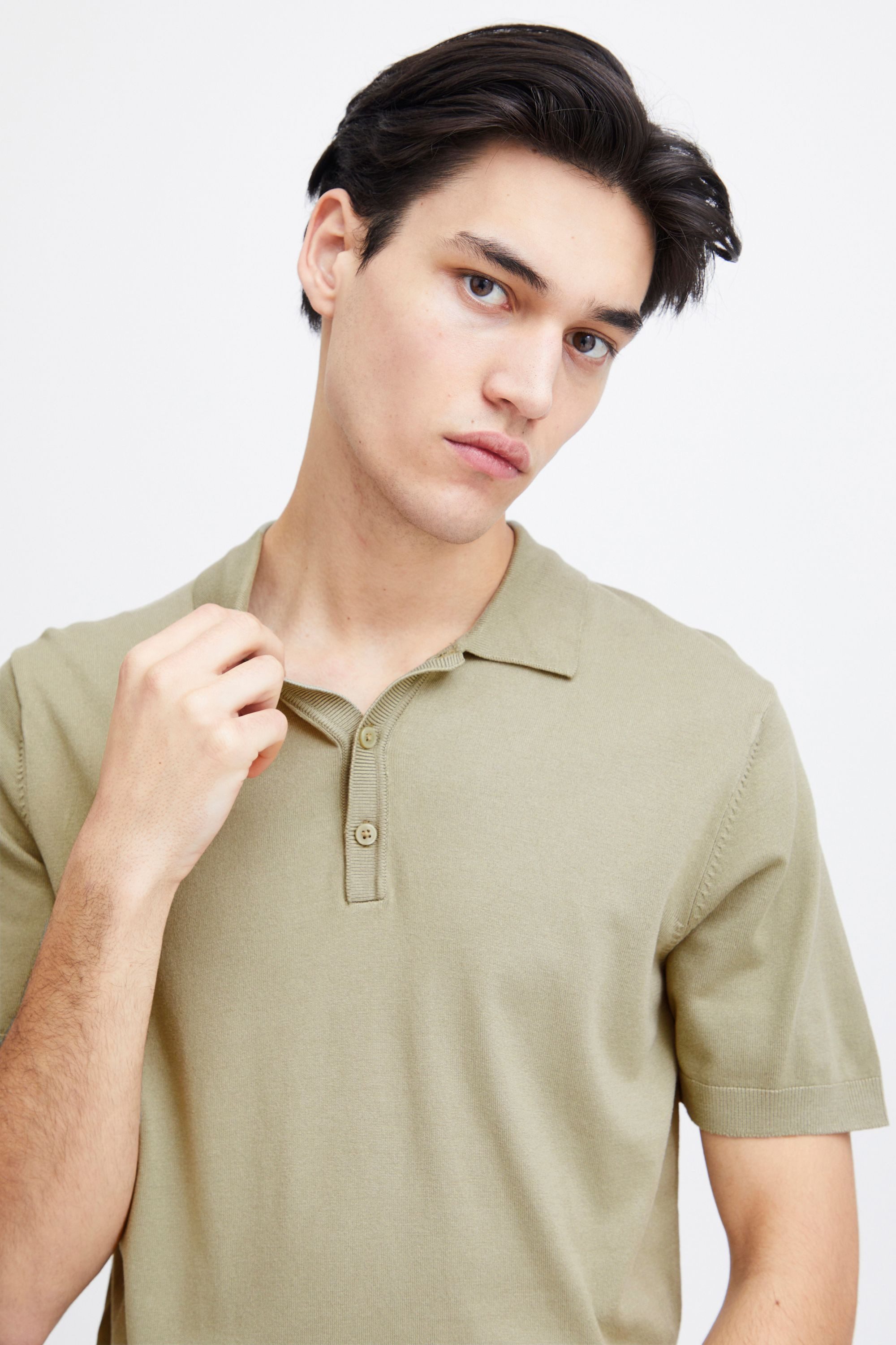 Casual Friday Poloshirt CFKarl Strukturiertes Poloshirt mit Reißverschluss
