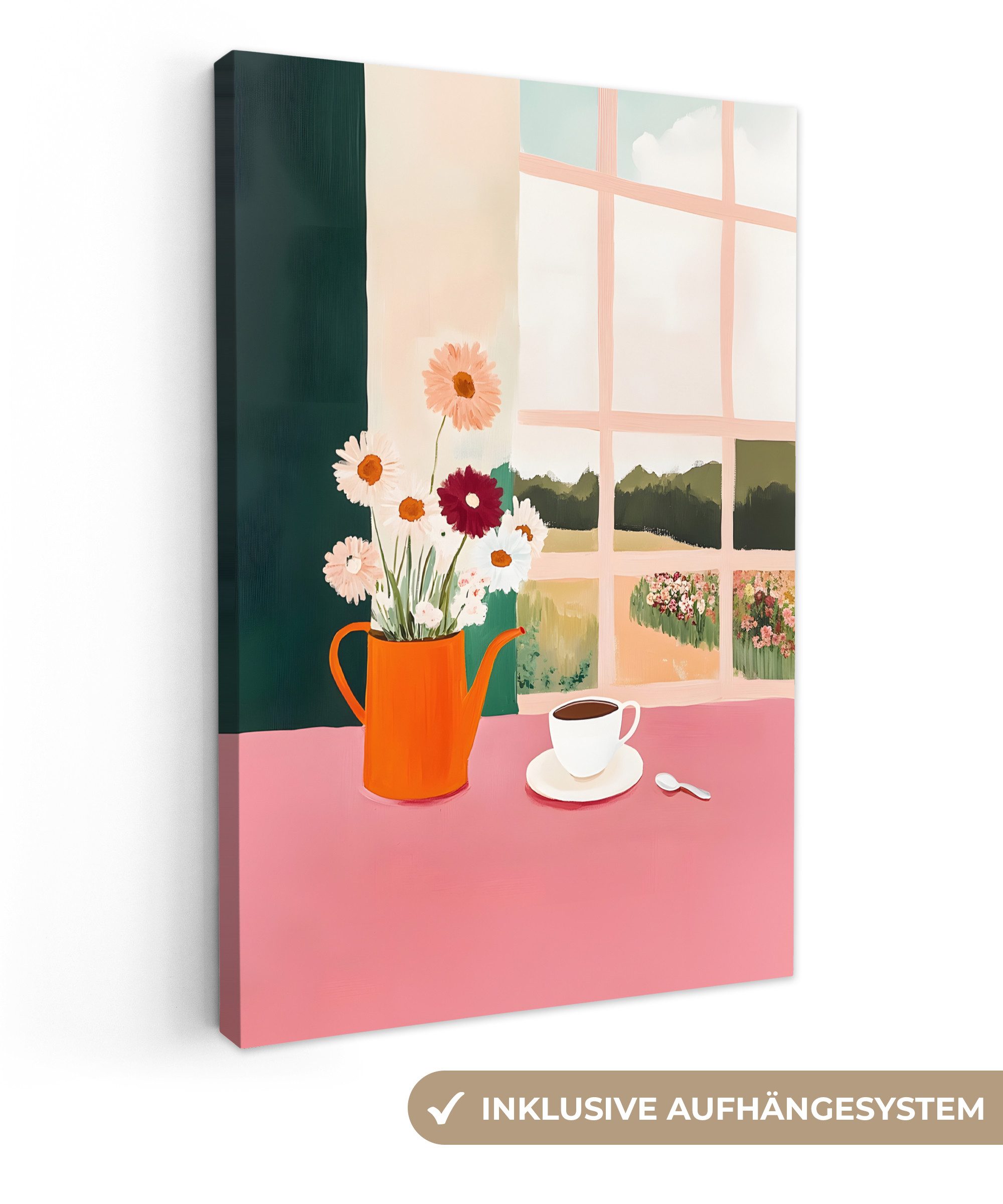 OneMillionCanvasses® Leinwandbild Blumen - Kaffee - günstig online kaufen