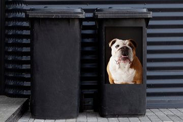 MuchoWow Wandsticker Bulldogge - Englisch - Zähne (1 St), Mülleimer-aufkleber, Mülltonne, Sticker, Container, Abfalbehälter