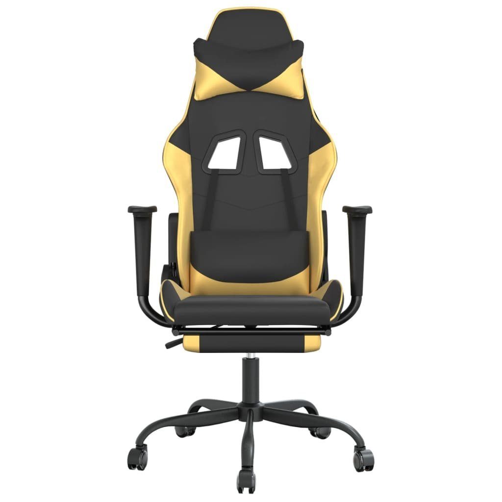 vidaXL und Fußstütze Schwarz Golden Schwarz Golden Gaming-Stuhl (1 | St) Golden Kunstleder Schwarz mit und Gaming-Stuhl und