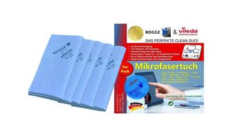 Rogge 5er Pack ROGGE & Vileda Professional Display Microfasertücher, 38x40cm Bildschirmreinigungstuch (Spar-Set, 1-tlg., 5-tlg Micofasertuch 38x40cm blau, Streifenfreie Reinigung dank patentierte Microfaser)