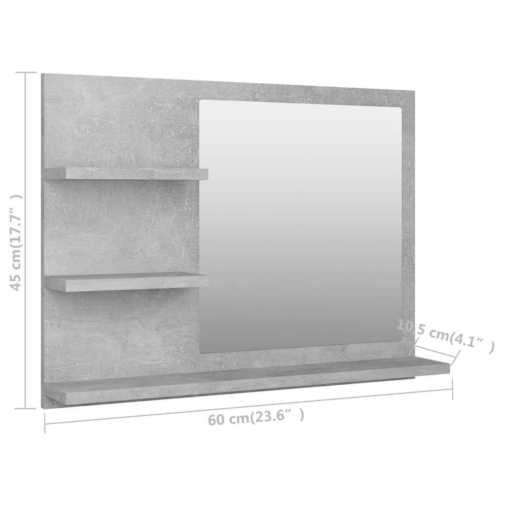Badezimmerspiegelschrank Badspiegel Betongrau Holzwerkstoff cm (1-St) 60x10,5x45 vidaXL