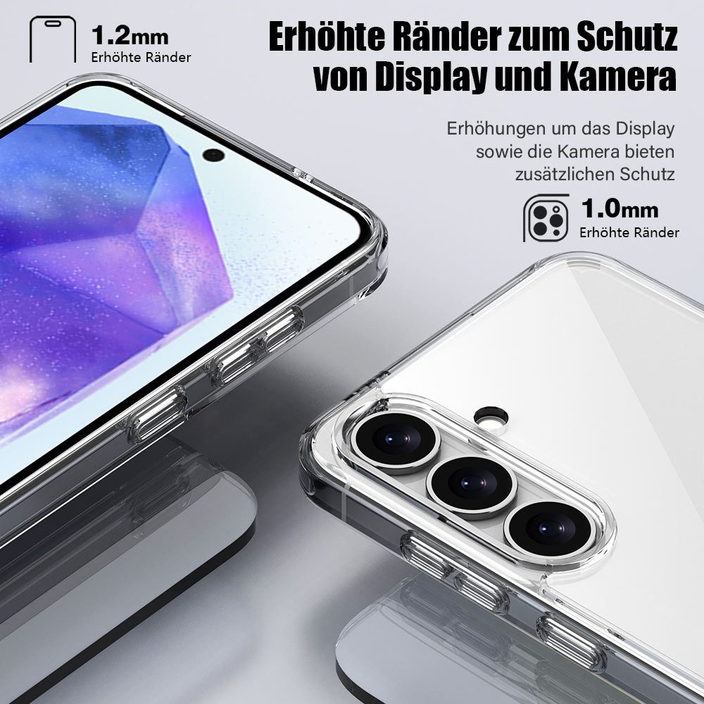 FITSU Handyhülle für Samsung Galaxy A55 Hülle Transparent Case Ultraklare Schutzhülle 6,6 Zoll, Durchsichtige Handyhülle für Samsung Galaxy A55 Case Hybrid Cover