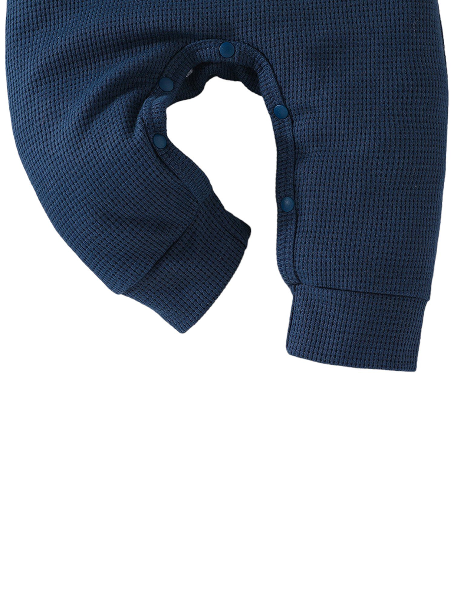Mütze Langarm-Waffelset, Jungen Baby Strampler Lapastyle Blau für und 2-tlg) (Set, Einfarbiges Strampler
