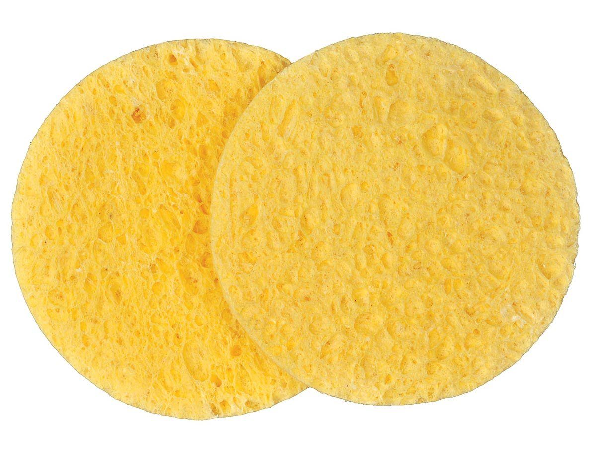 Kosmetex Gesichtsreinigungsschwamm 2 x Zelluloseschwämmchen in Gelb-Rund 7,5cm