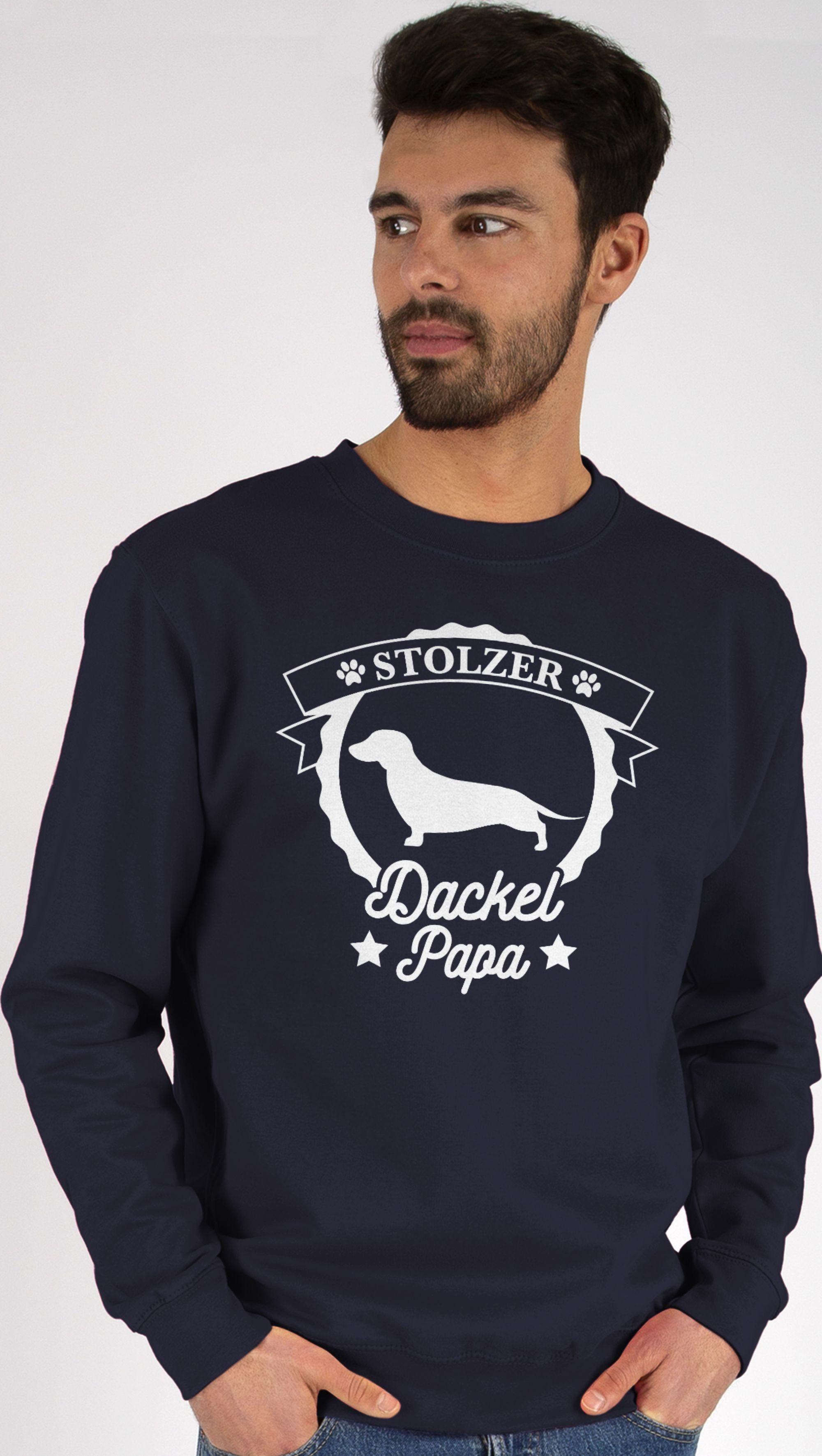 Shirtracer Sweatshirt Stolzer Dackel Papa (1-tlg) Geschenk für Hundebesitzer 3 Dunkelblau | Sweatshirts