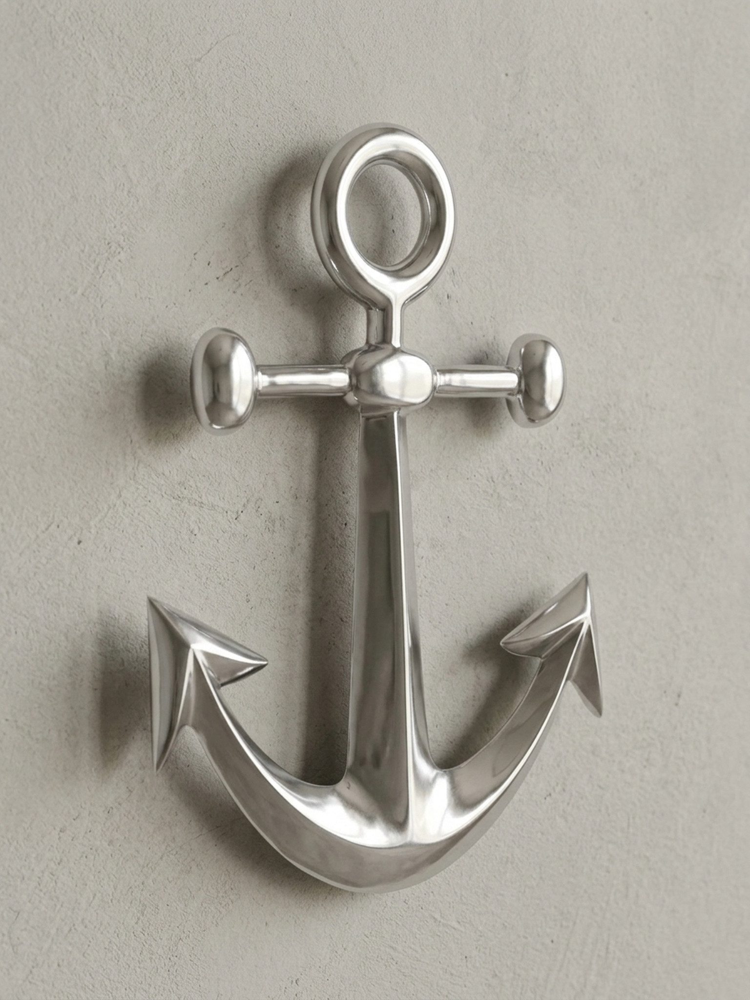 KADIMA DESIGN Wanddekoobjekt Dekofigur ANKER Aluminium Dekoration poliert 62 (5 cm Statue Skulptur groß Alu einzeln modern XXL Maritim)