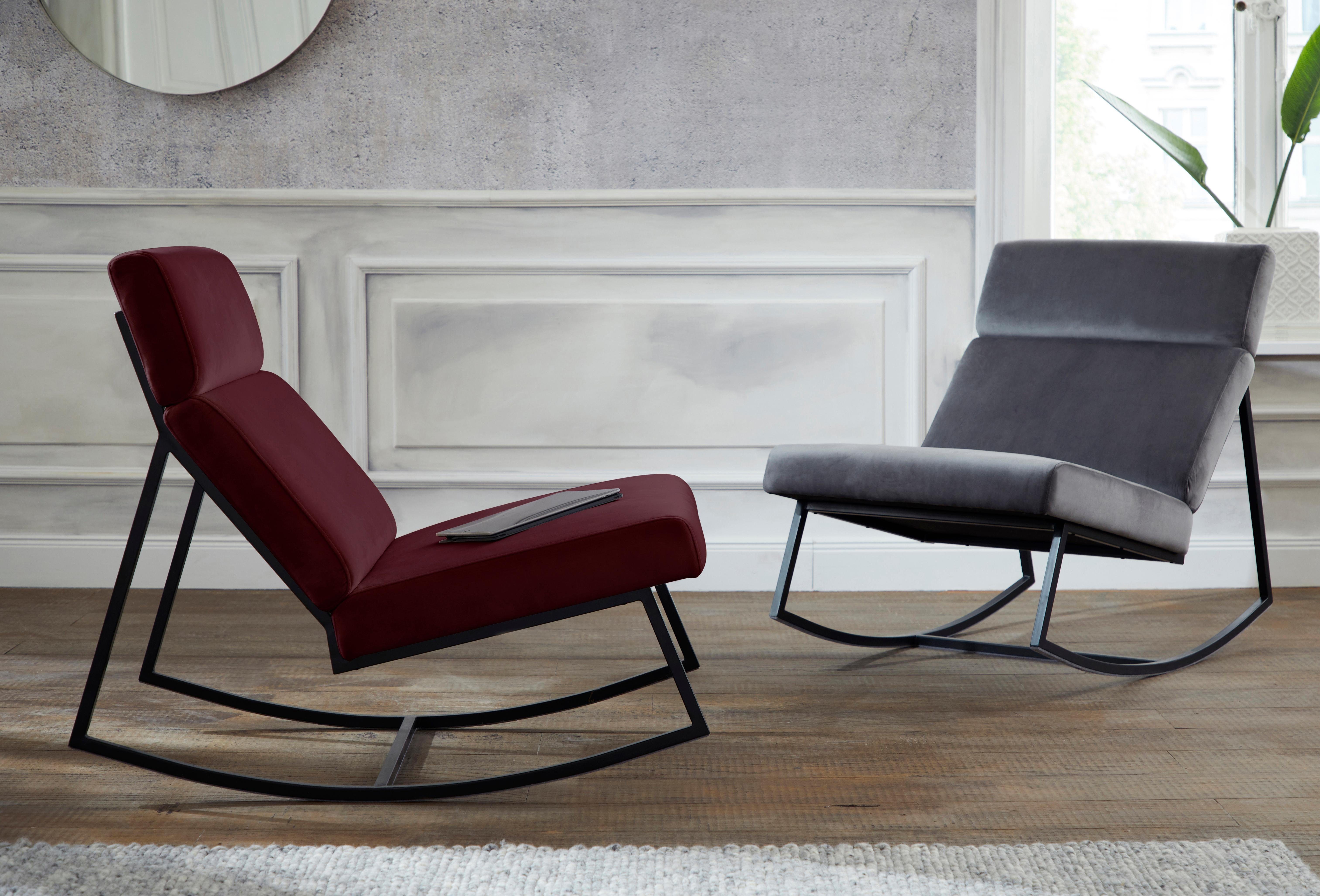 Guido Maria Kretschmer Home&Living Schaukelstuhl »Soel«, mit modernen Metallgestell und weichem Samtvelours Bezug-kaufen