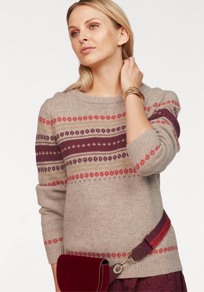 CLAIRE WOMAN Norwegerpullover »PATSY« mit Gold-Akzent CLAIRE WOMAN Norwegerpullover »PATSY« mit Gold-Akzent
