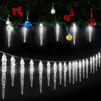 Salcar LED-Lichterkette »5m Eiszapfen Lichterkette Outdoor Gartenbeleuchtung Weihnachten Deko«, 9 Beleuchtungsmodi mit Memory-Funktion, Kaltweiß