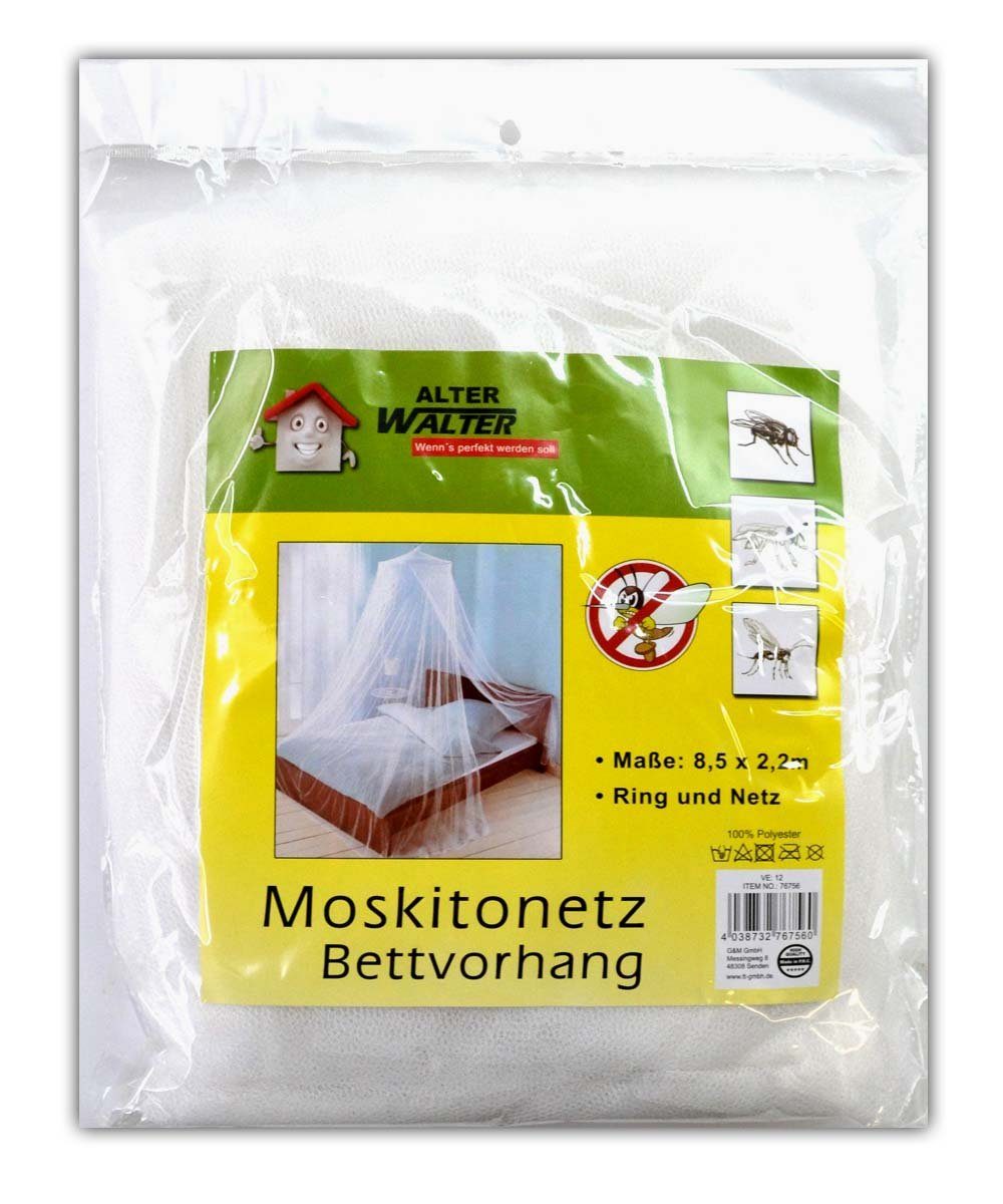 Walter - Wenn´s perfekt werden soll Insektenschutz-Vorhang Moskitonetz Bettvorhang Insektennetz Betthimmel Reise Netz Bett, (1-St), Weiß, Polyester mit Deckenring