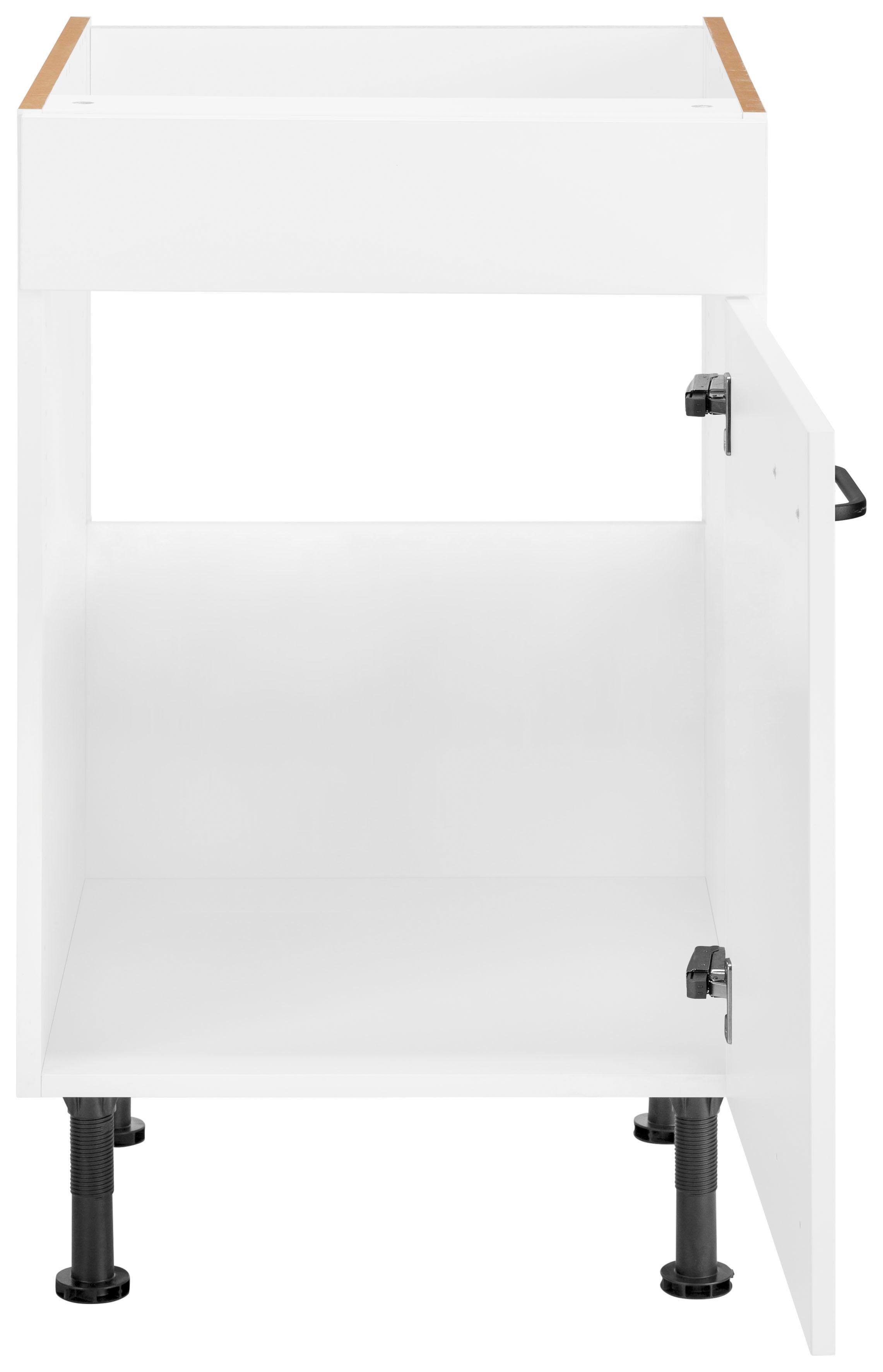 Breite Elga | OPTIFIT 50 weiß/weiß weiß Spülenschrank Soft-Close-Funktion, Füßen, höhenverstellbaren mit cm