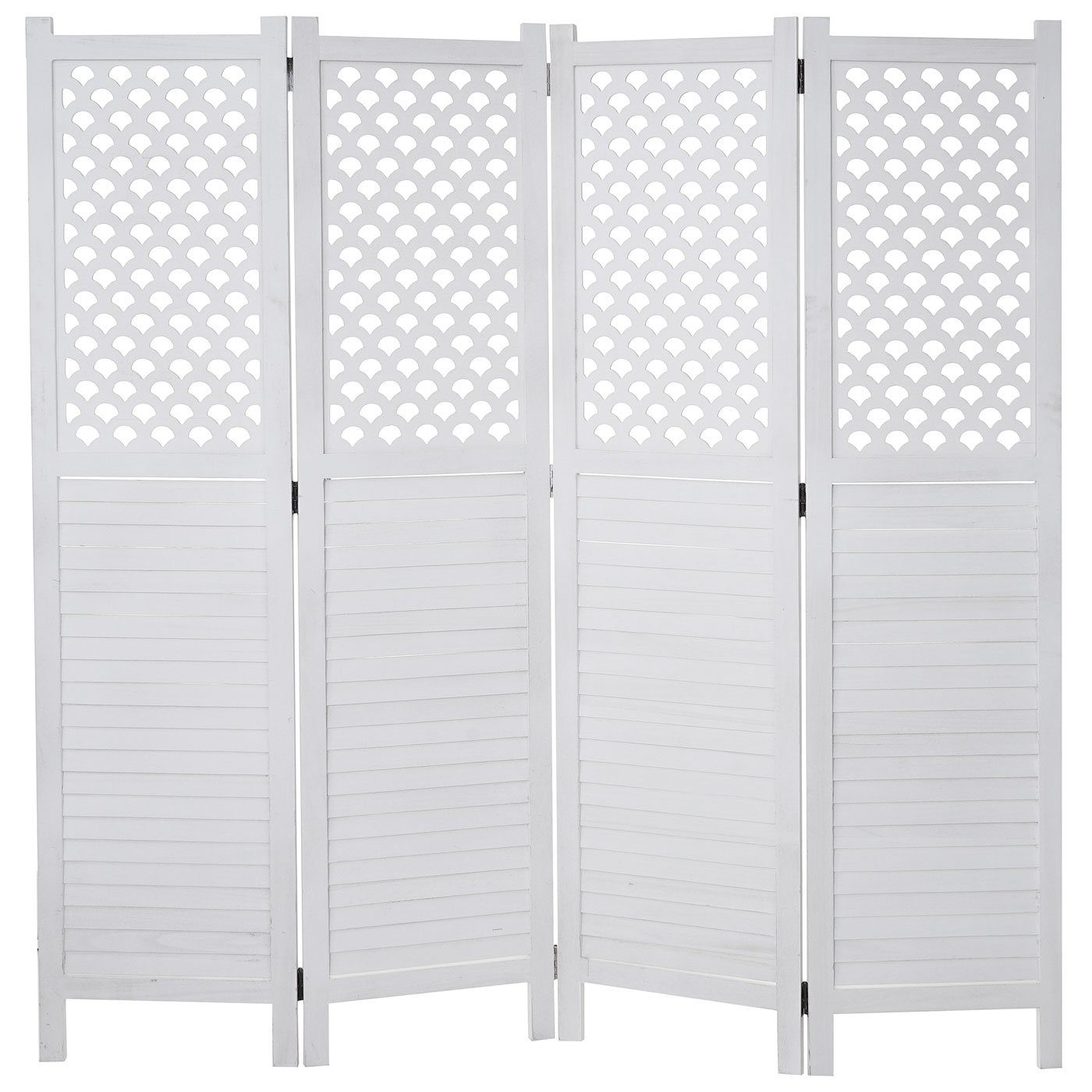 MCW Paravent MCW-A84-4, Standfest, 4 Paneele, Fensterladenoptik mit Ornamentverzierung. € 162,99