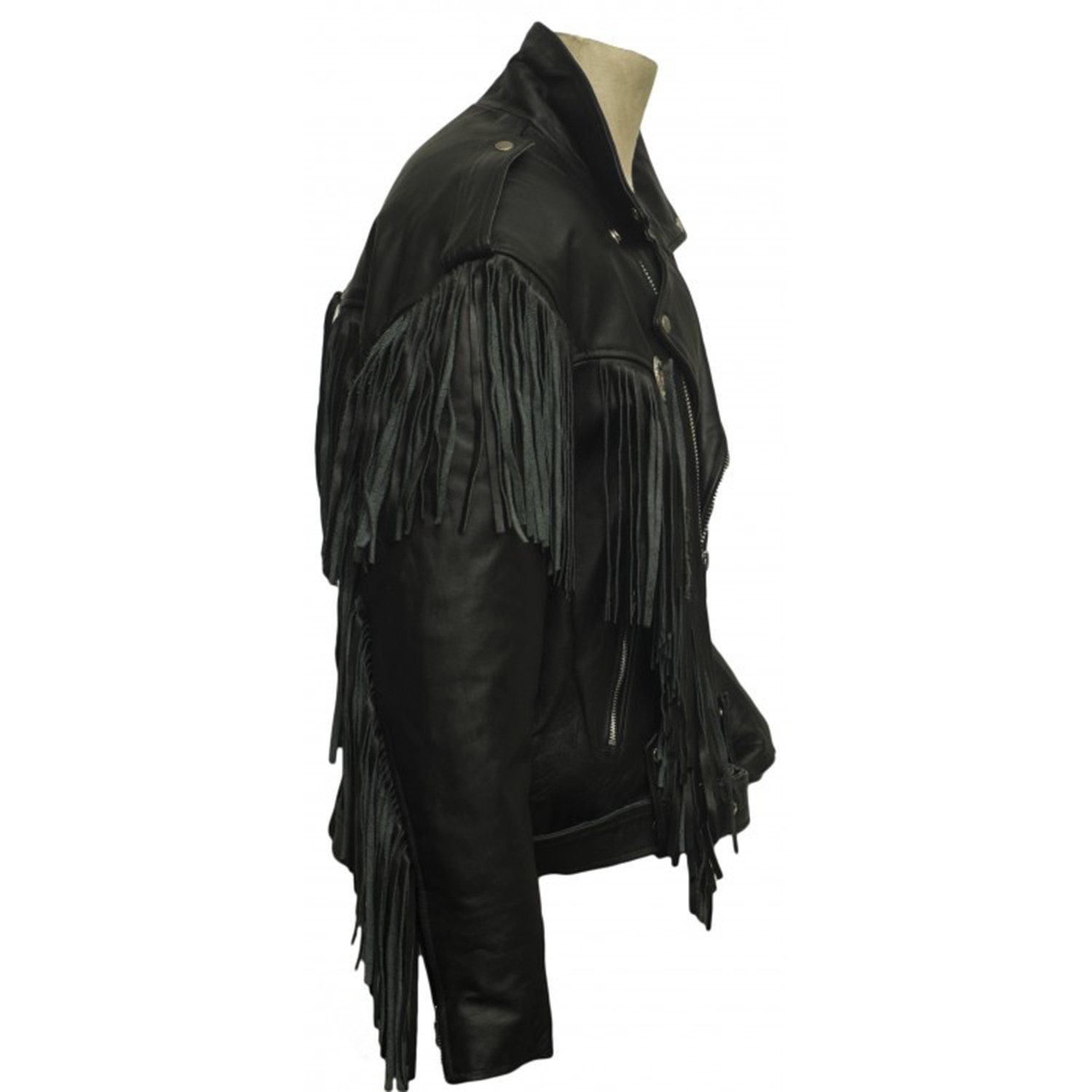 MDM Motorradjacke Chopper Lederjacke aus Rindsleder, Motorradjacke, Biker Jacke, Fransen Fransen Lederjacke mit Protektoren