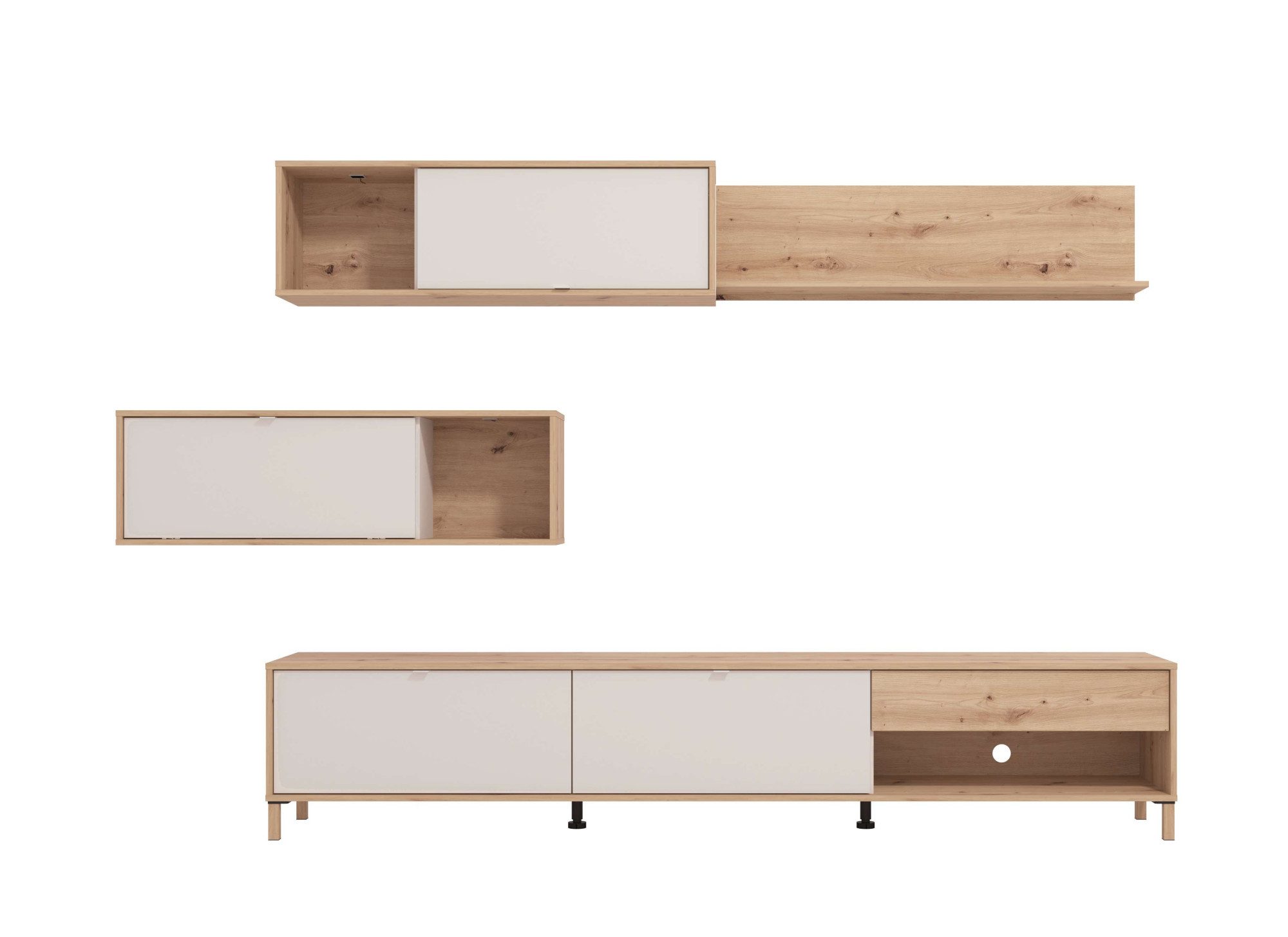 Home affaire Wohnwand Norwich Anbauwand, Wohnkombination, Wohnzimmer-Set, (4-St), Zwei Arten der Wandmontage. TV-Board Breite: 234 cm