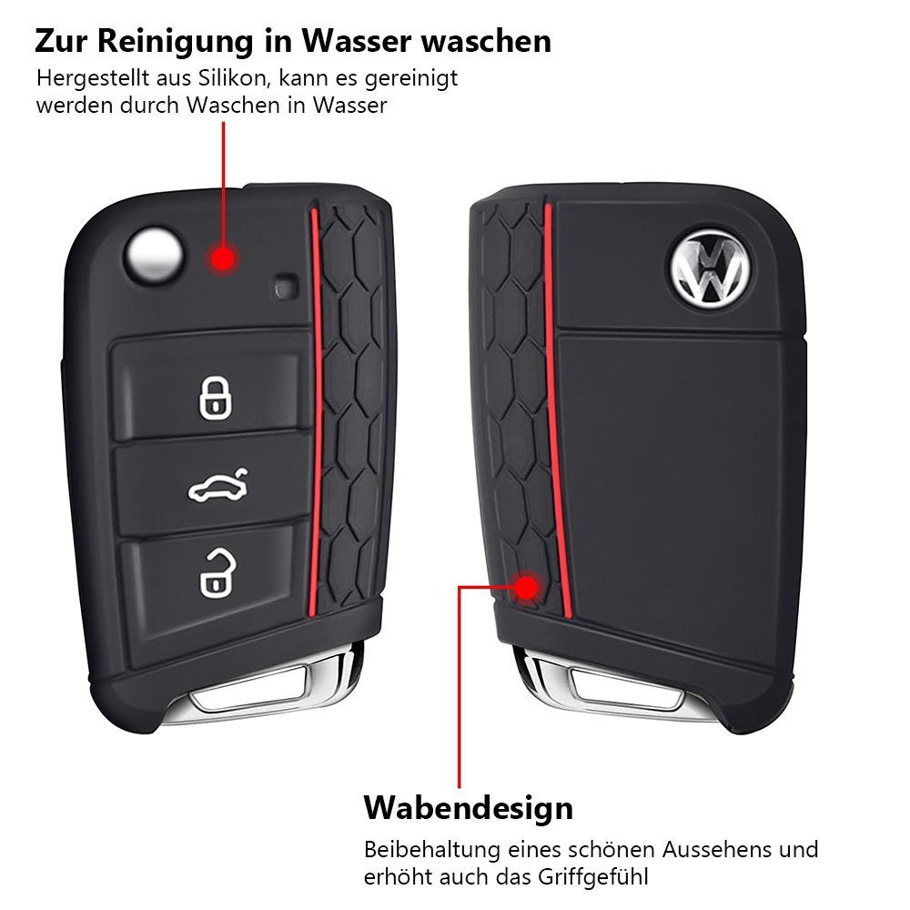 TUABUR Golf Schlüsselanhänger (1-tlg) Schlüsselhülle, 2x Set Schwarz/Weiß 7 VW