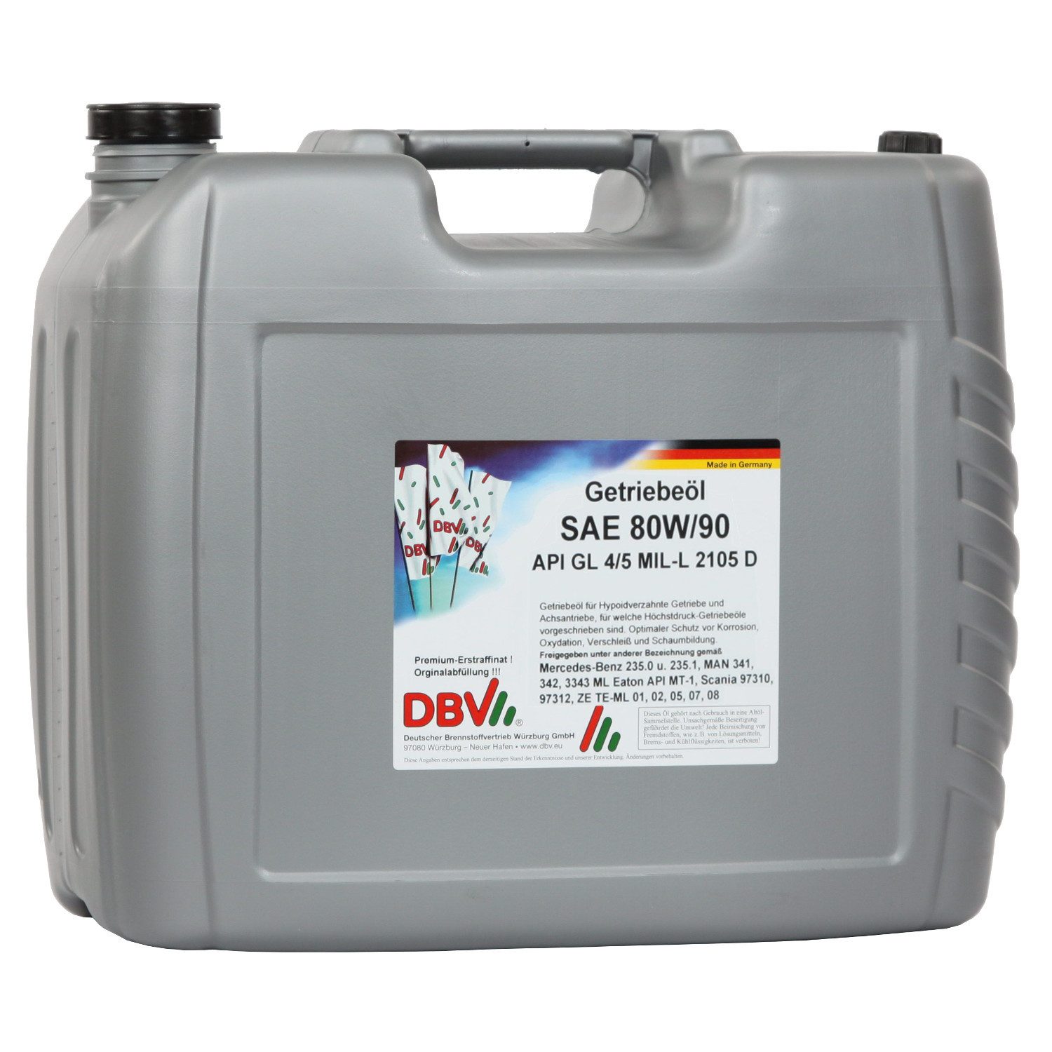 DBV Motoröl DBV 80W-90 GL4/5 (teilsynthetisch) 20-Liter-Kanister