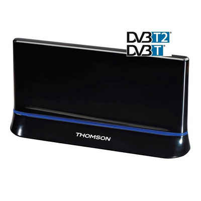 Thomson DVB-T2 Zimmerantenne für TV u. Radio, DAB/HDTV/3D Innenantenne (für Innenbereich), - Frequenzbereich: UHF: 470-790MHz, VHF: 174-230MHz,Form: Flachantenne