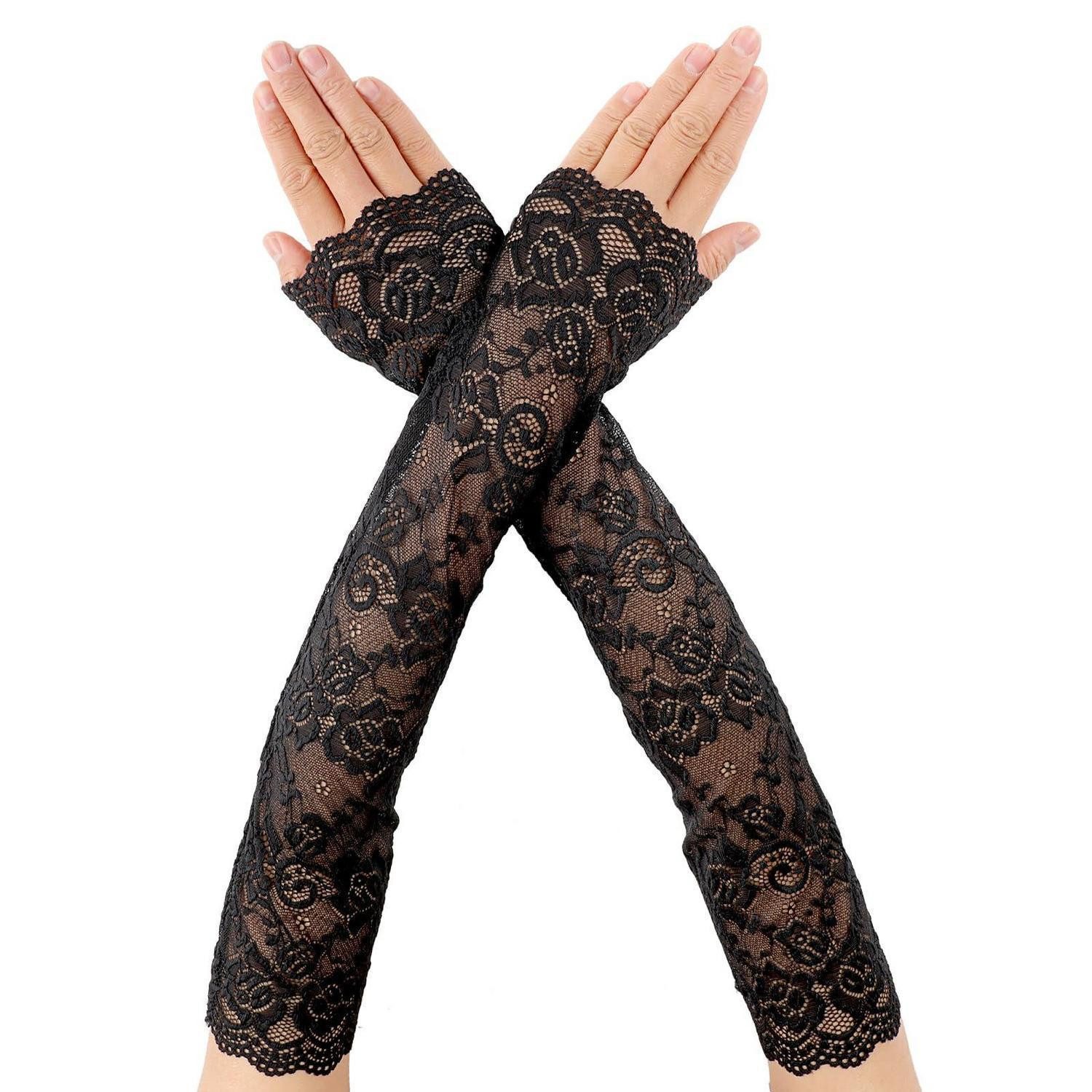 LuxusKollektion Abendhandschuhe Damen Handschuhe Spitze Fingerlos Ellenbogenlang (1-St)