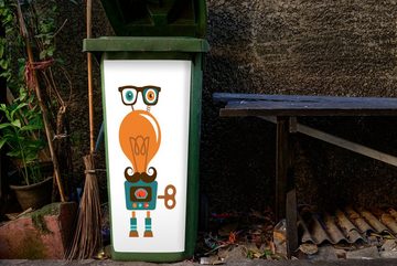 MuchoWow Wandsticker Roboter - Brille - Schnauzbart - Kinder - Jungen (1 St), Mülleimer-aufkleber, Mülltonne, Sticker, Container, Abfalbehälter