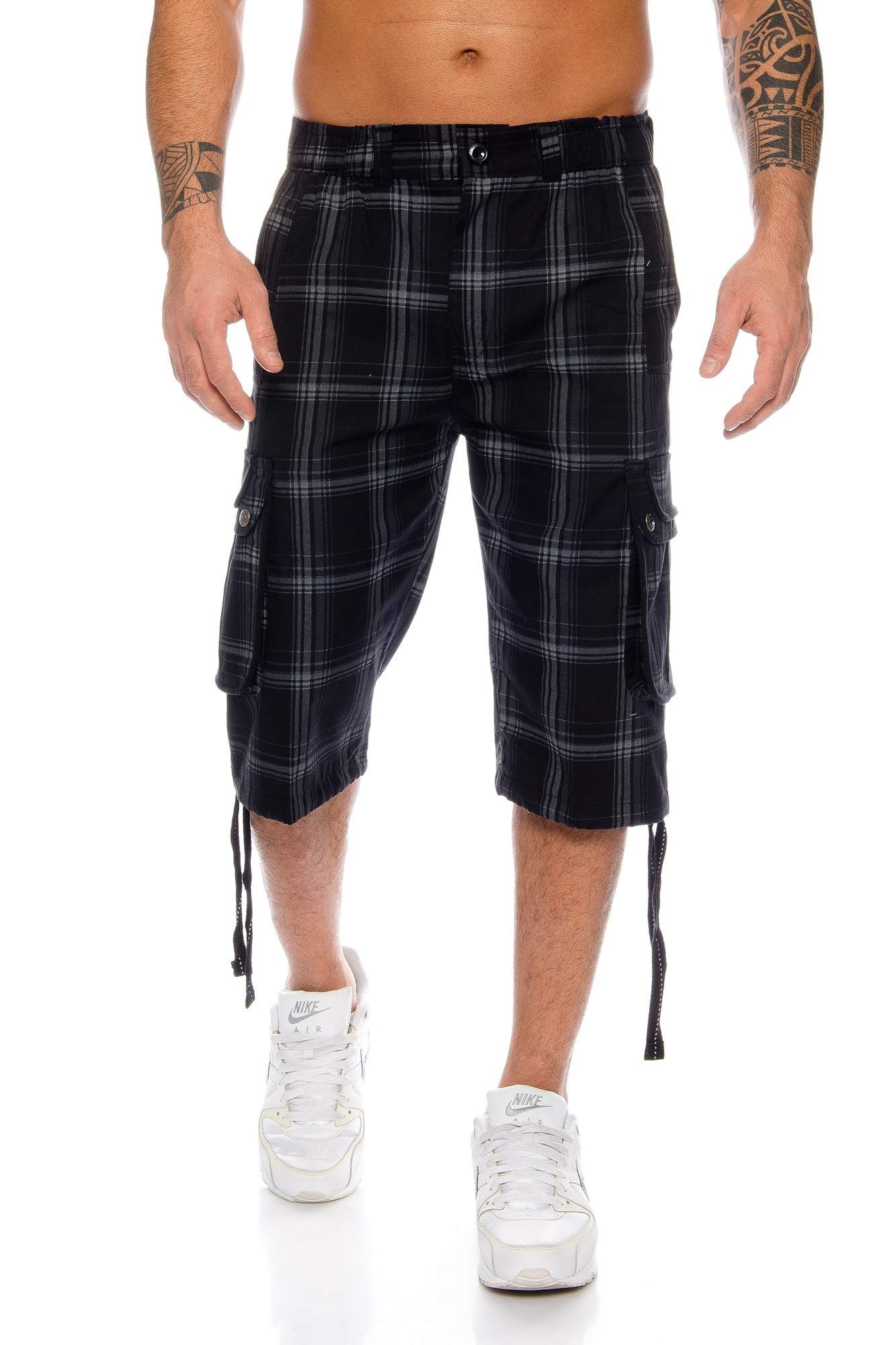 Kendindza Cargobermudas 3/4 Bermuda Шорти Herren, Kurze Hose Herren, Cargo Шорти Dehnbund Taschen, Capri Cargohose kurz