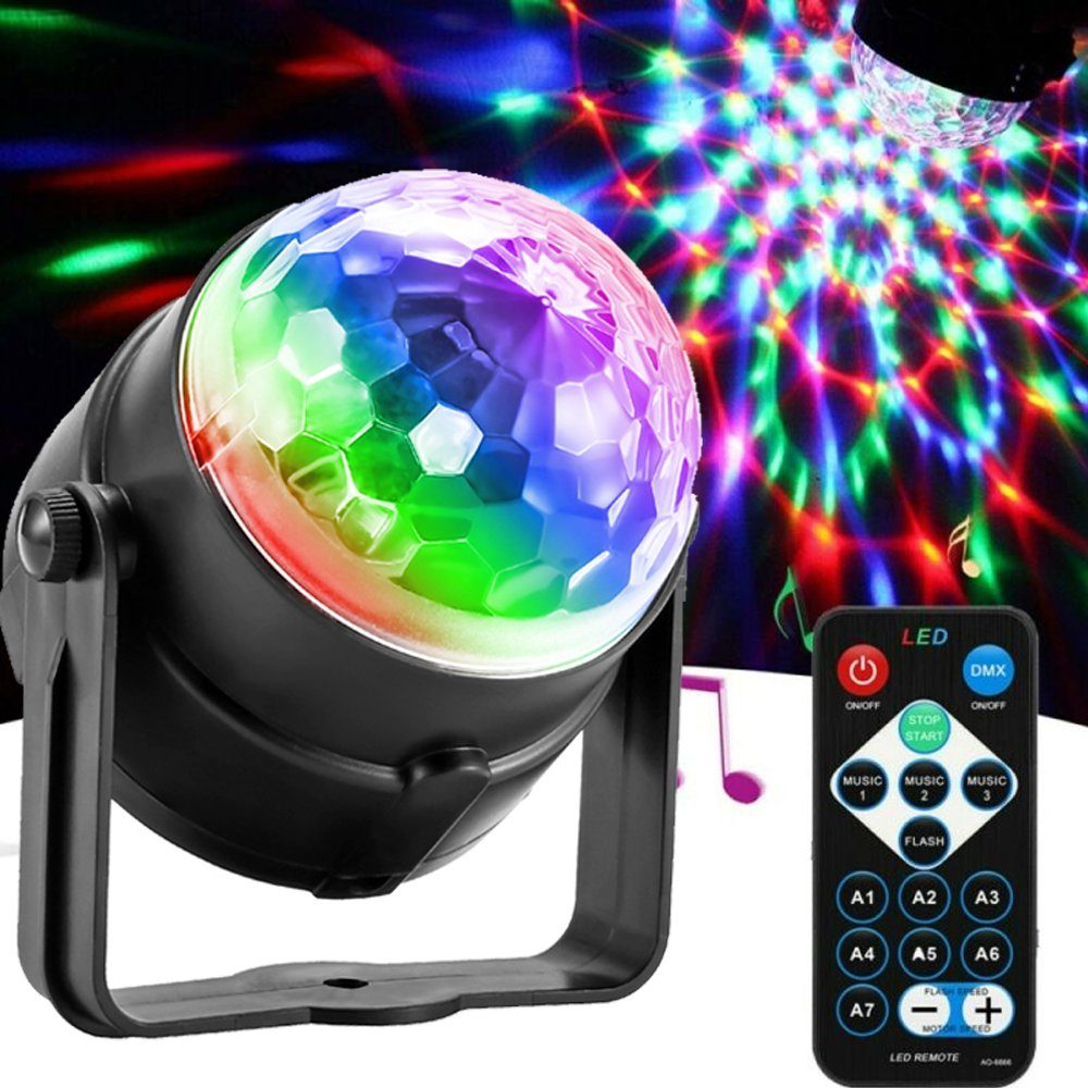 BlingBin Discolicht »Discokugel, Disco Lichts LED Party Lampe Musik  gesteuert Disco Lichteffekte DJ Party lichter 360° rotierende Ball Lichts  3W RGB Bühnenlichter mit Fernbedienung«