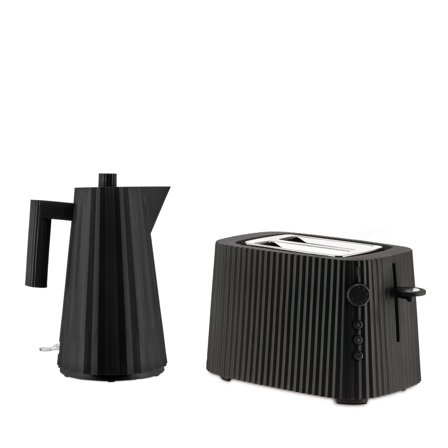 Alessi Wasserkocher und Toaster Plissé Schwarz, 1,7 l, 2400 W