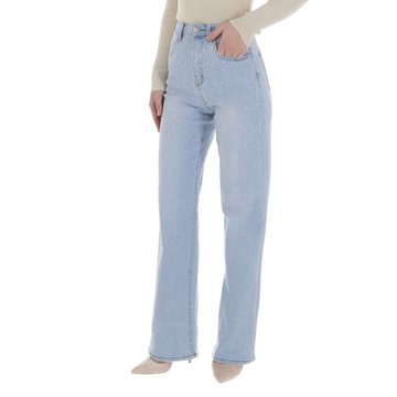 Ital-Design Gerade Jeans Damen Party & Clubwear (86537212) Used-Look Stretch High Waist Jeans in Hellblau