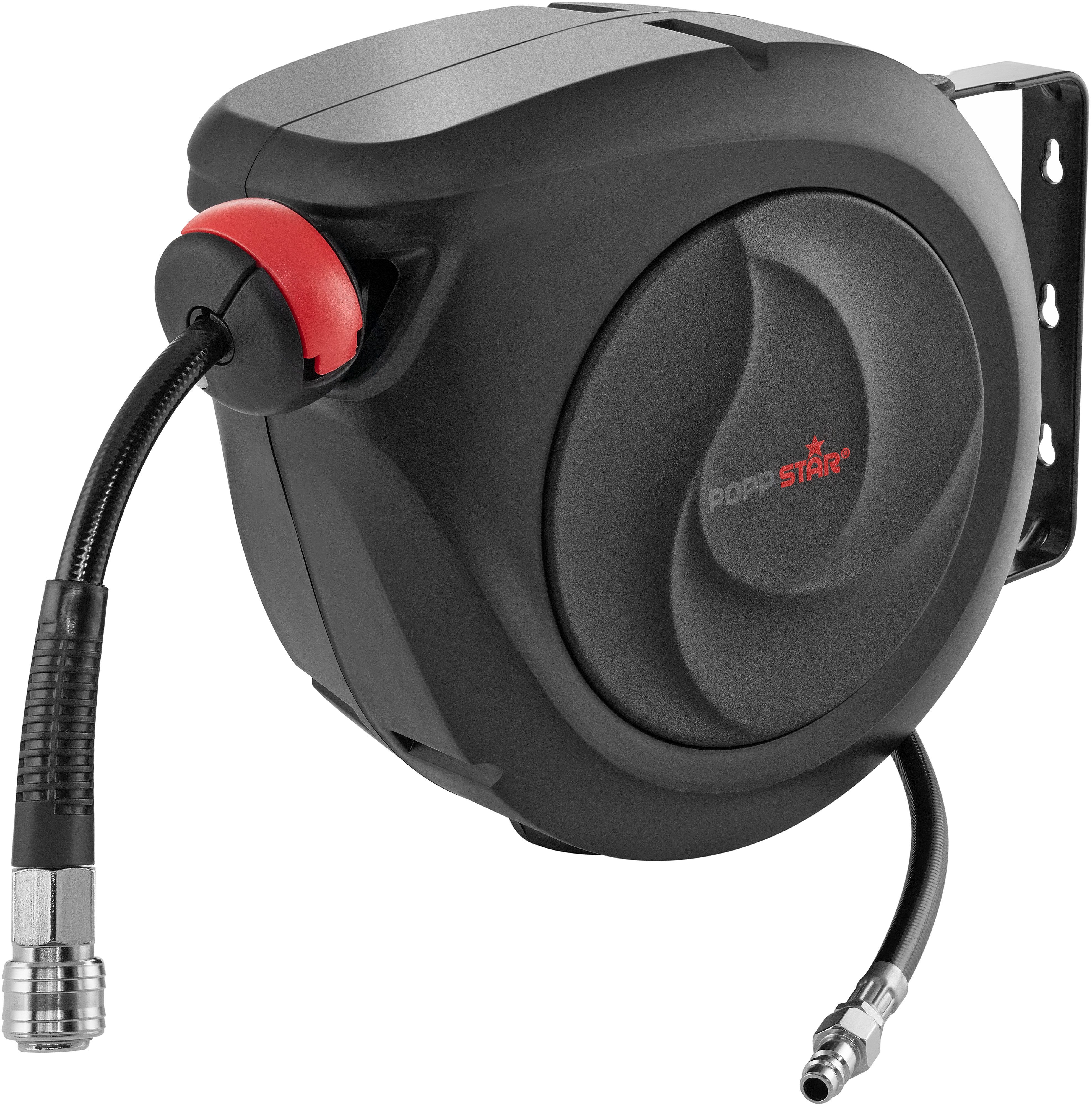 Poppstar Schlauchtrommel, (Premium Druckluft Schlauchaufroller), Automatik Druckluft Schlauchtrommel mit 10m Druckluftschlauch