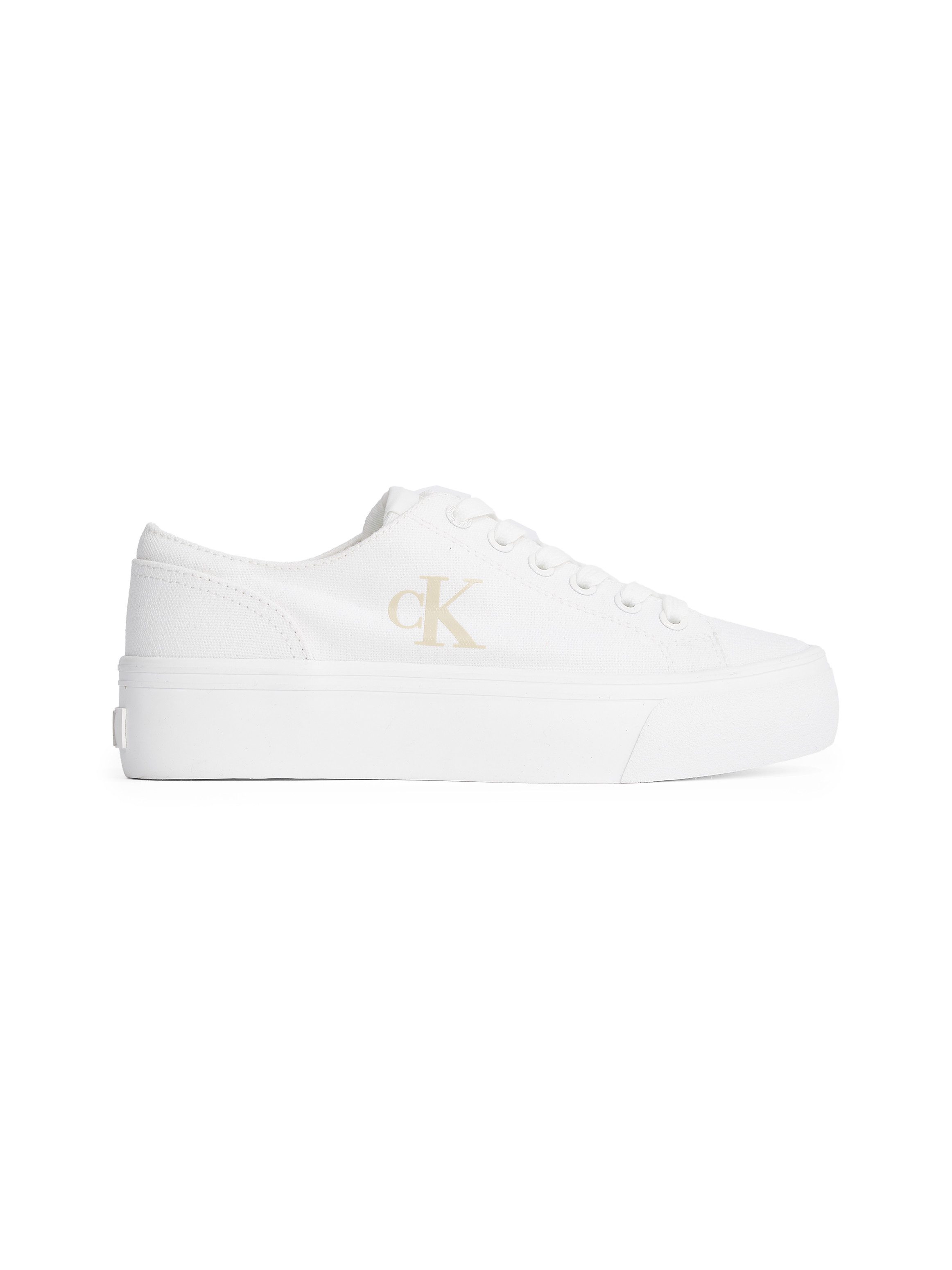 Calvin Klein Jeans VULC FLATFORM LOW CV MG Plateausneaker Schnürschuh, Freizeitschuh, Halbschuh mit seitlichem Logo