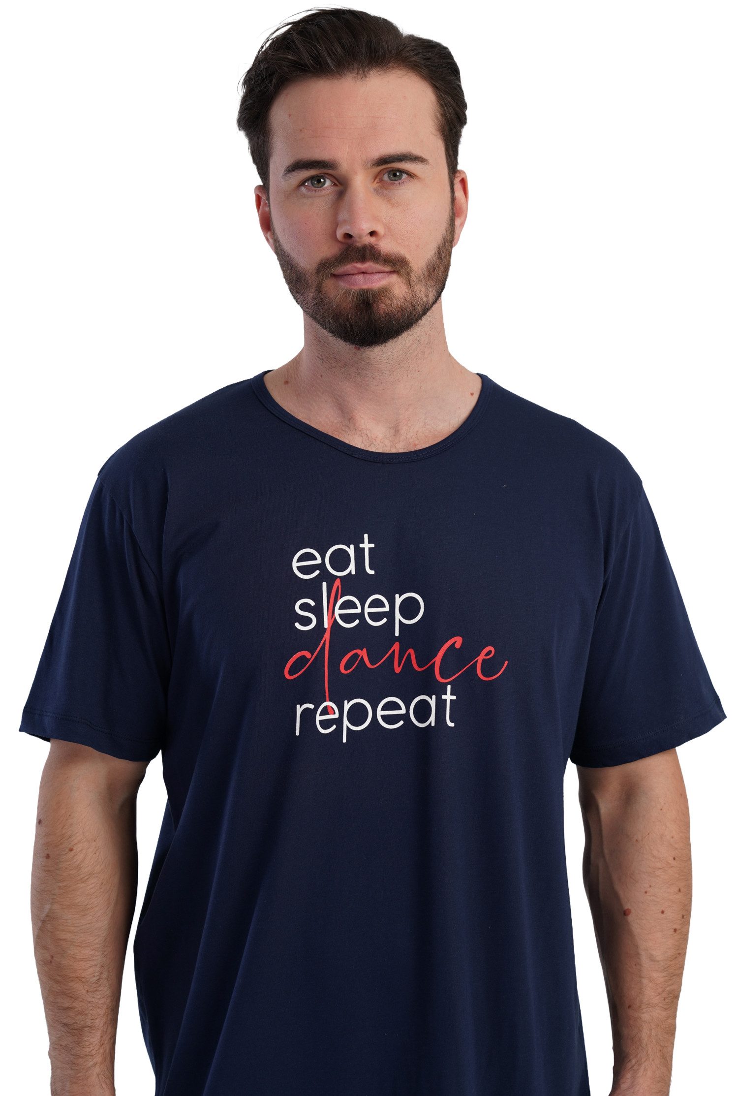 Vienetta Nachthemd Man (Packung, 1-tlg) Herren Schlafanzug Schlafshirt Nachthemd Kurzarm Baumwolle
