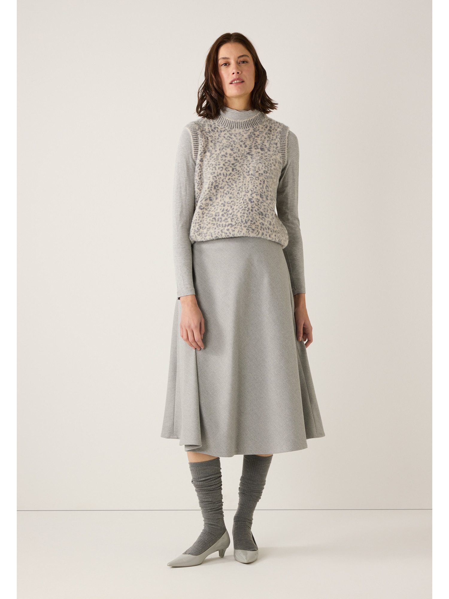 MORE&MORE A-Linien-Rock midilanger, melierter Glockenrock günstig online kaufen