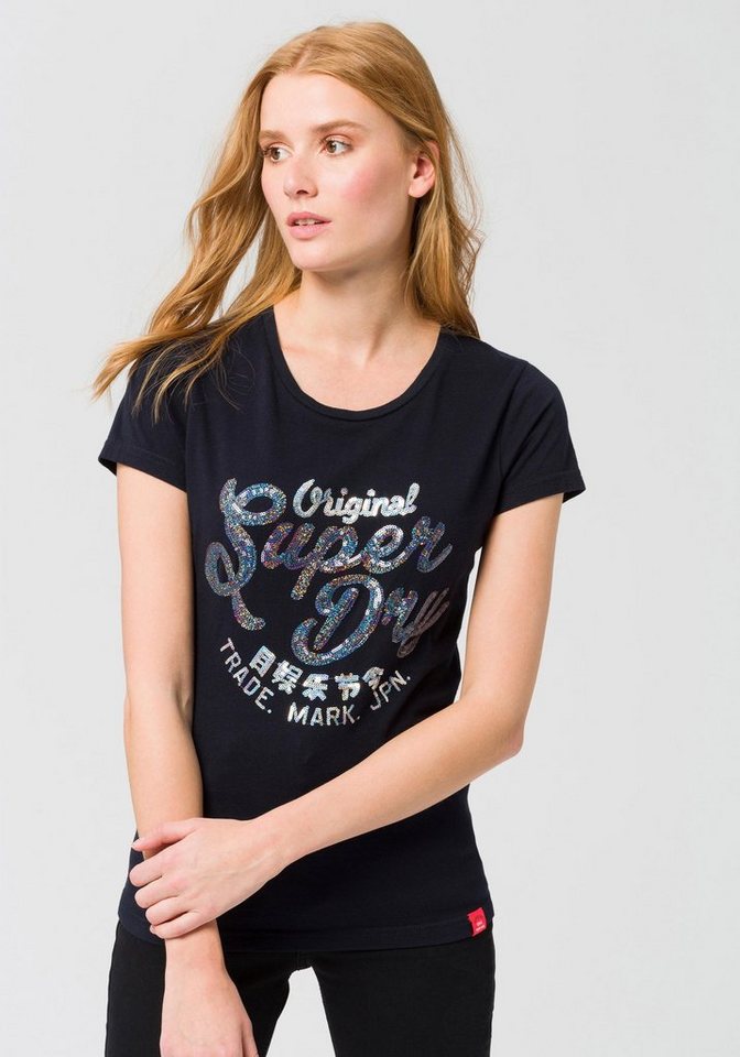 Superdry T-Shirt »NEW ORIGINAL SEQUIN ENTRY TEE« mit modischen