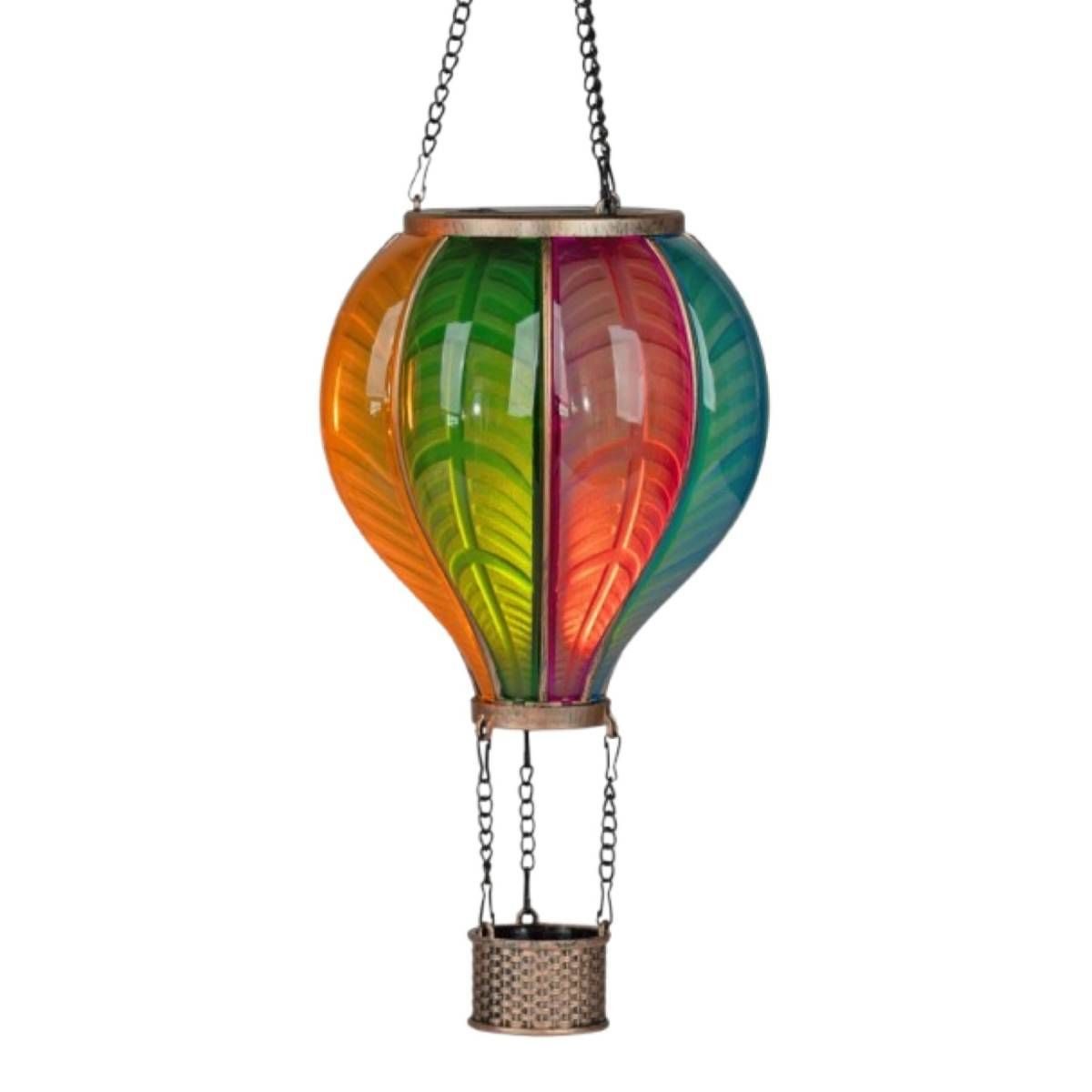 formano Dekolicht Solar-LED Heißluftballon bunt – Hängedeko für Garten & Balkon, LED fest integriert, Hängelampe