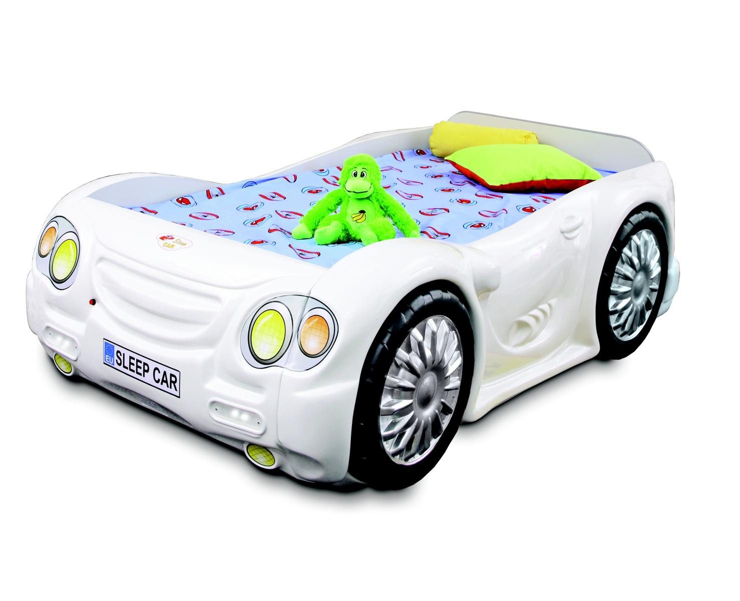 Xlmoebel Autobett Neues weißes Kinderbett im Sportwagen-Stil für das Kinderzimmer (1-tlg., Kinderbett Sleep Car Weiß), Hergestellt in Europa