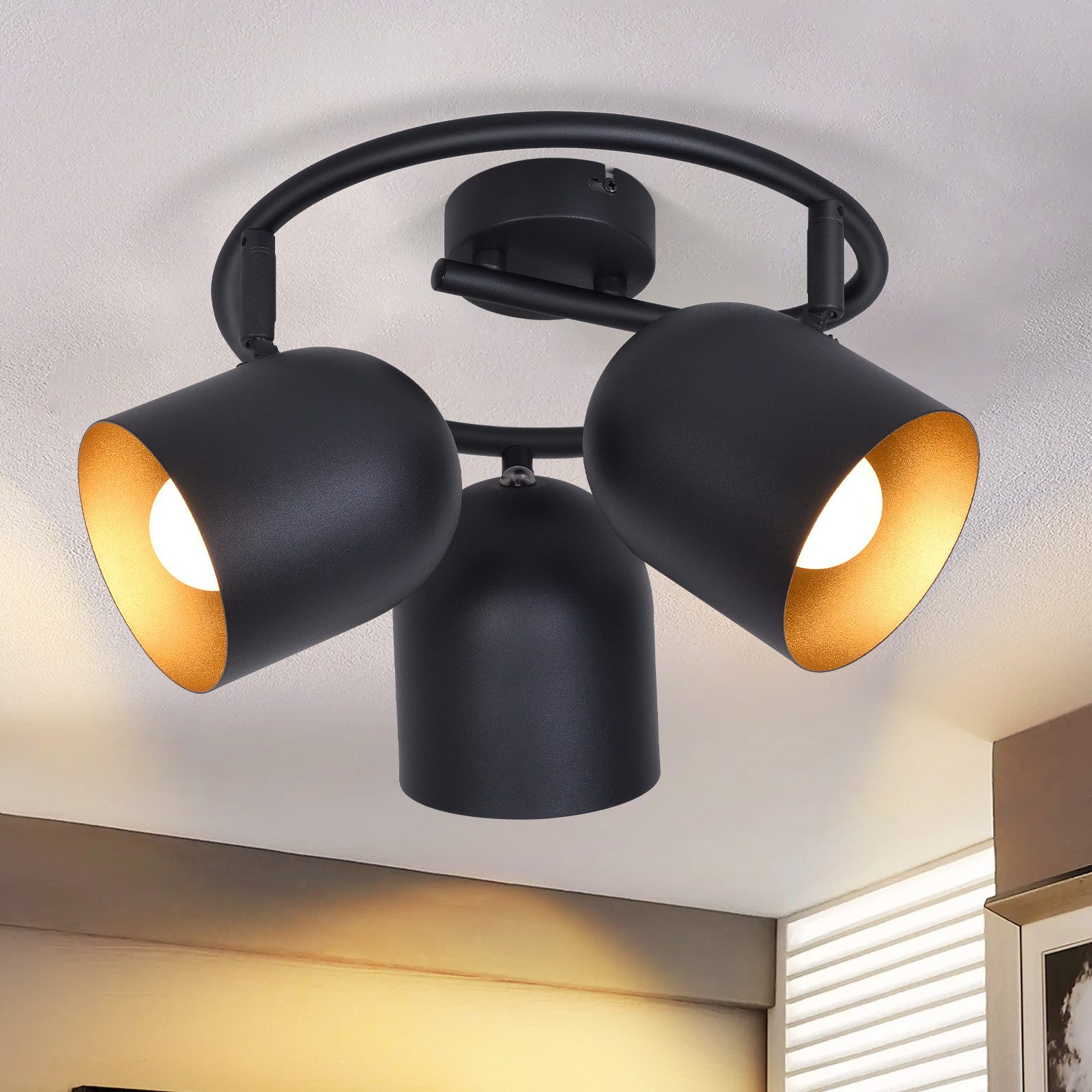 Nettlife Deckenleuchte E14 Schwarzgold Deckenstrahler Vintage Industrial Fl günstig online kaufen